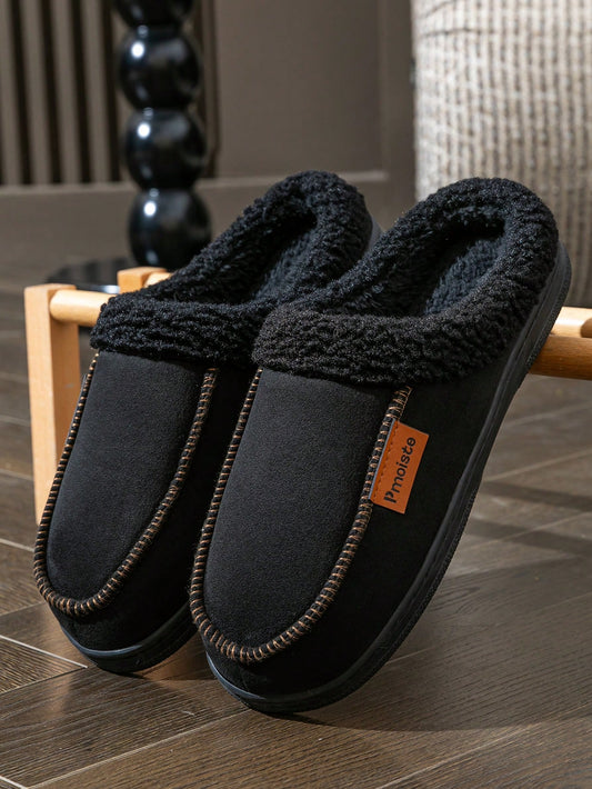 Men's Furry Patchwork Design Slippers