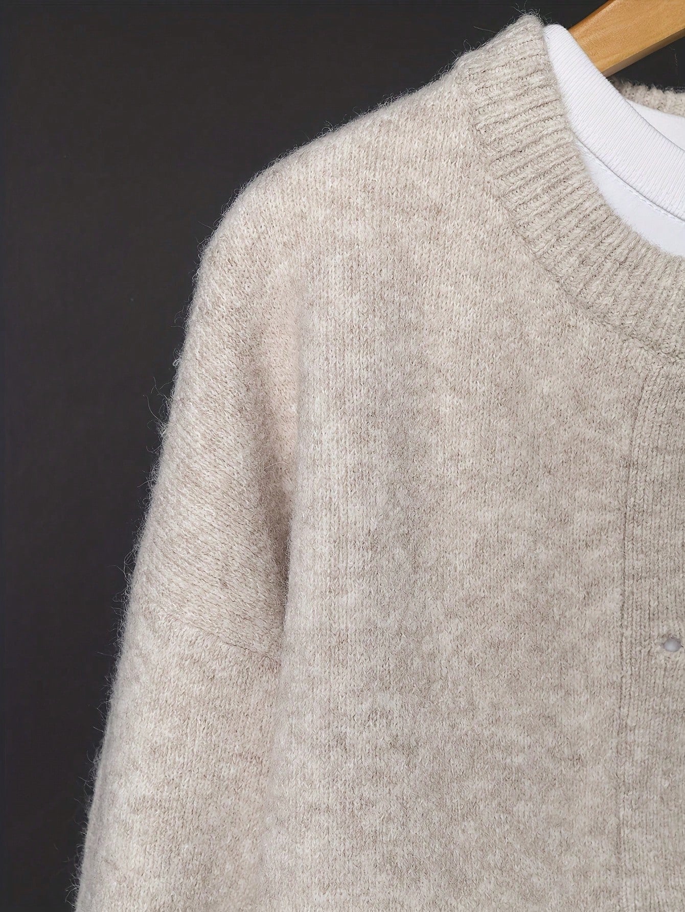 Women's Beige Cardigan, Soft Long Sleeve Sweater Jacket
