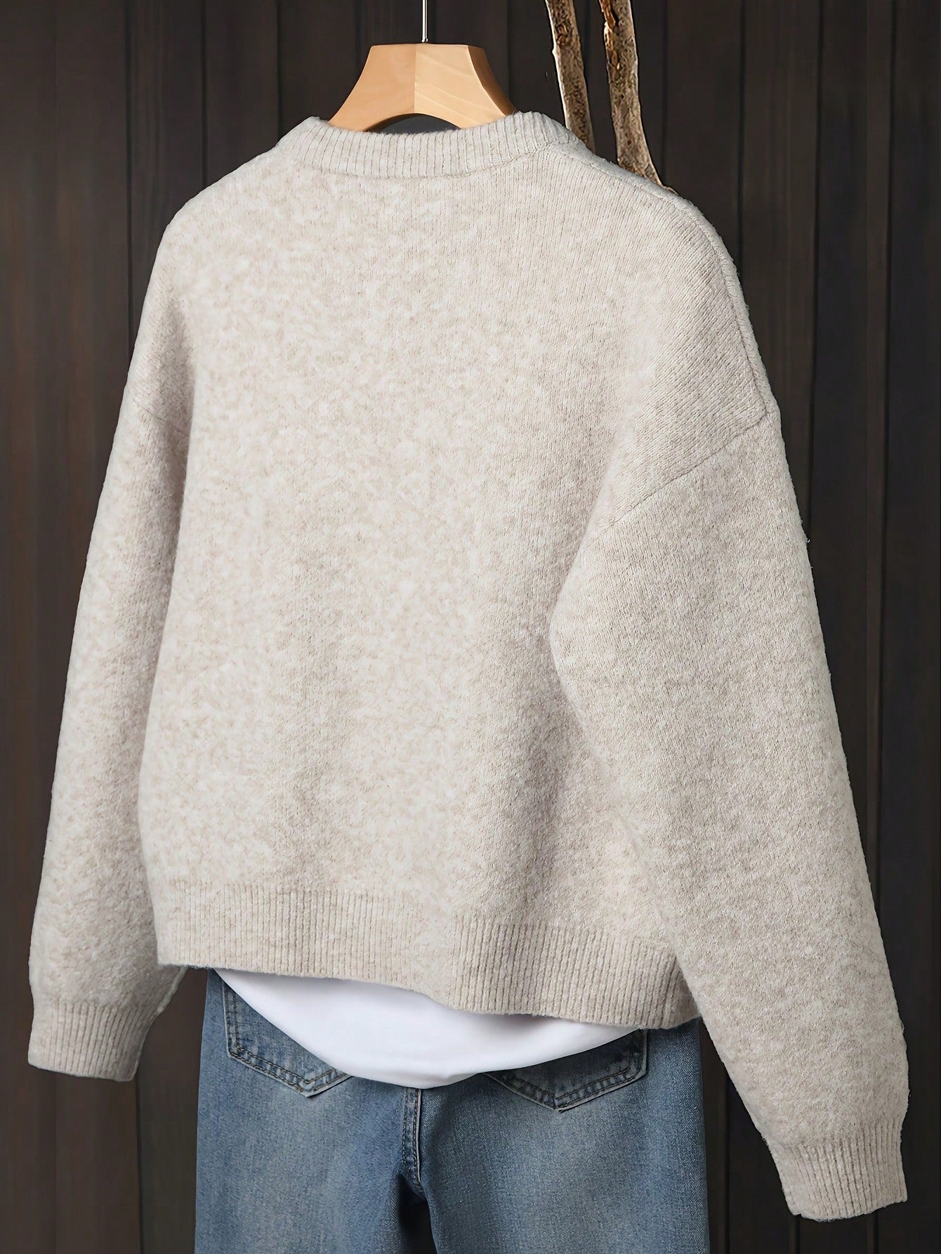Women's Beige Cardigan, Soft Long Sleeve Sweater Jacket