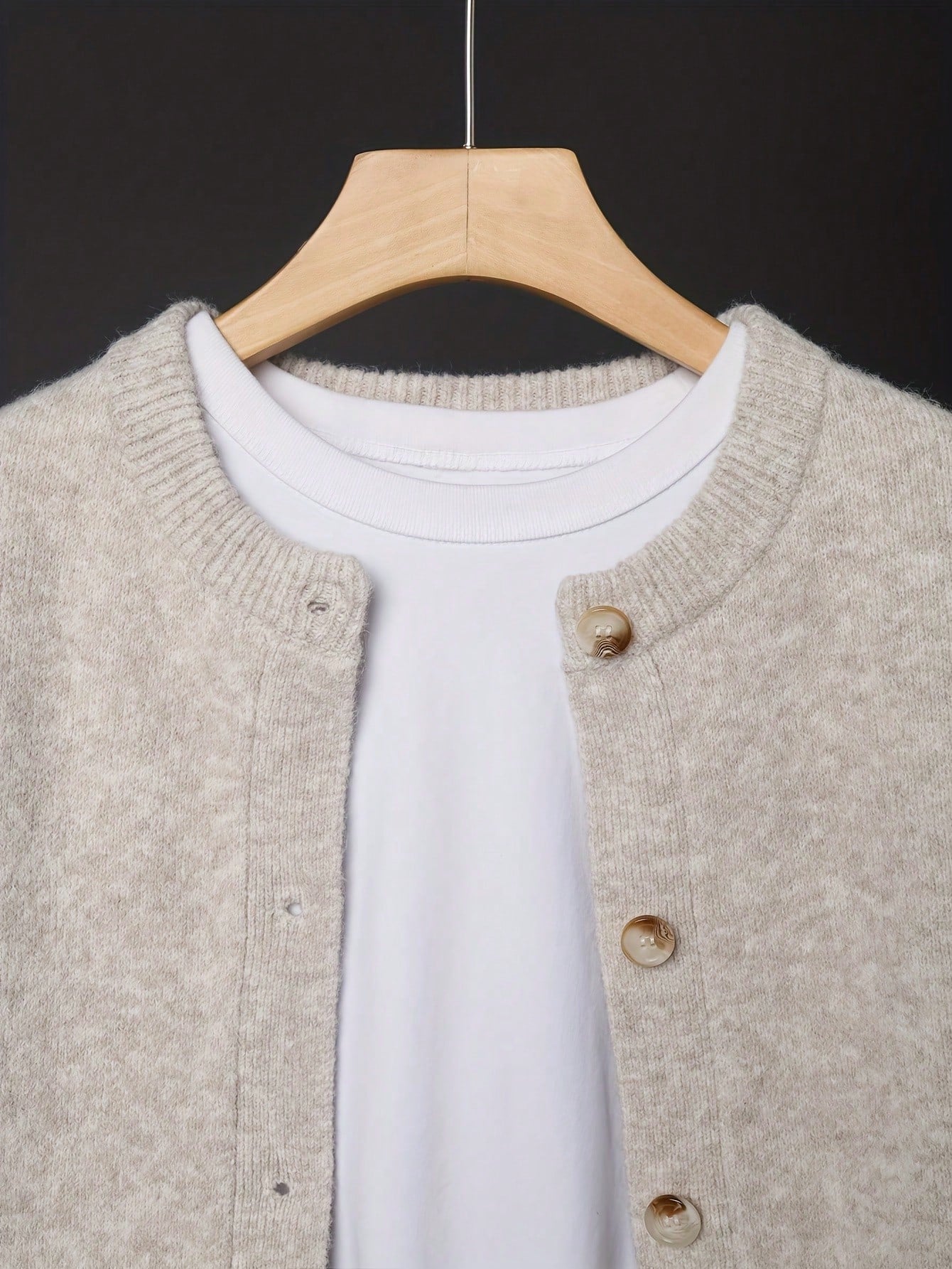 Women's Beige Cardigan, Soft Long Sleeve Sweater Jacket