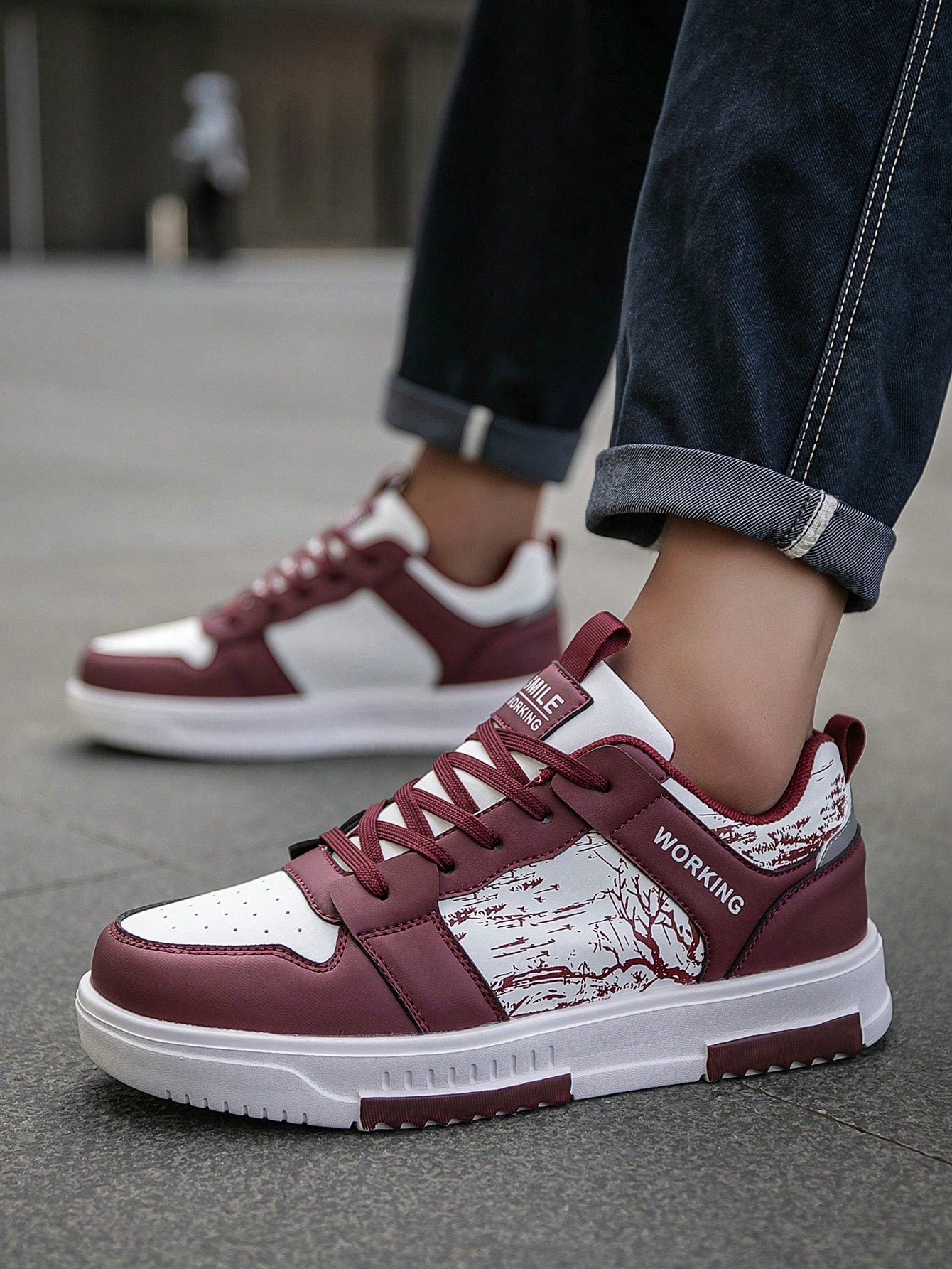 Casual Men's Random Print Low-Top Flat Sports Sneakers