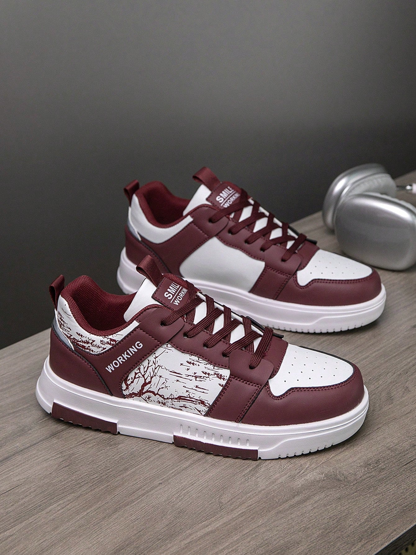 Casual Men's Random Print Low-Top Flat Sports Sneakers