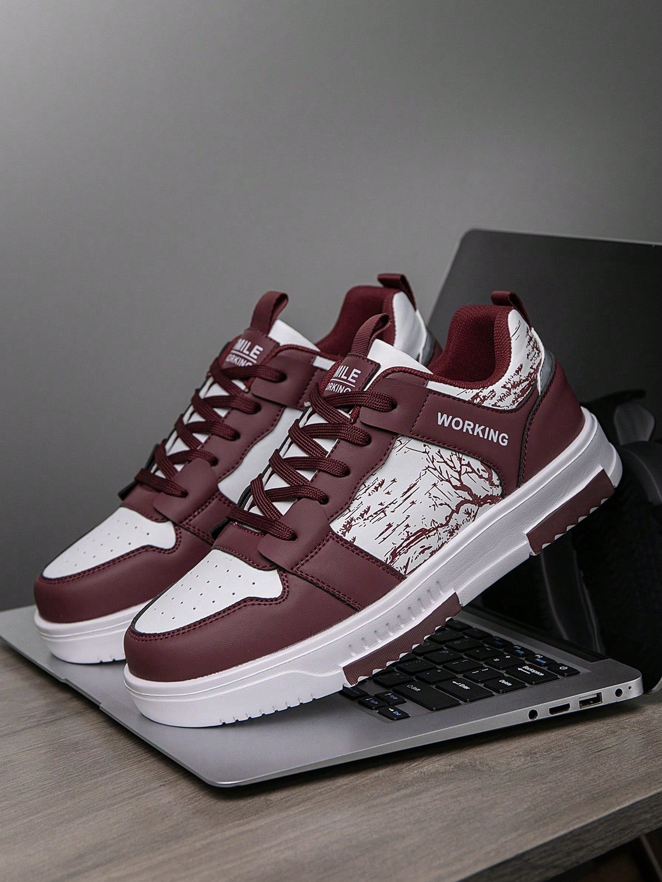 Casual Men's Random Print Low-Top Flat Sports Sneakers