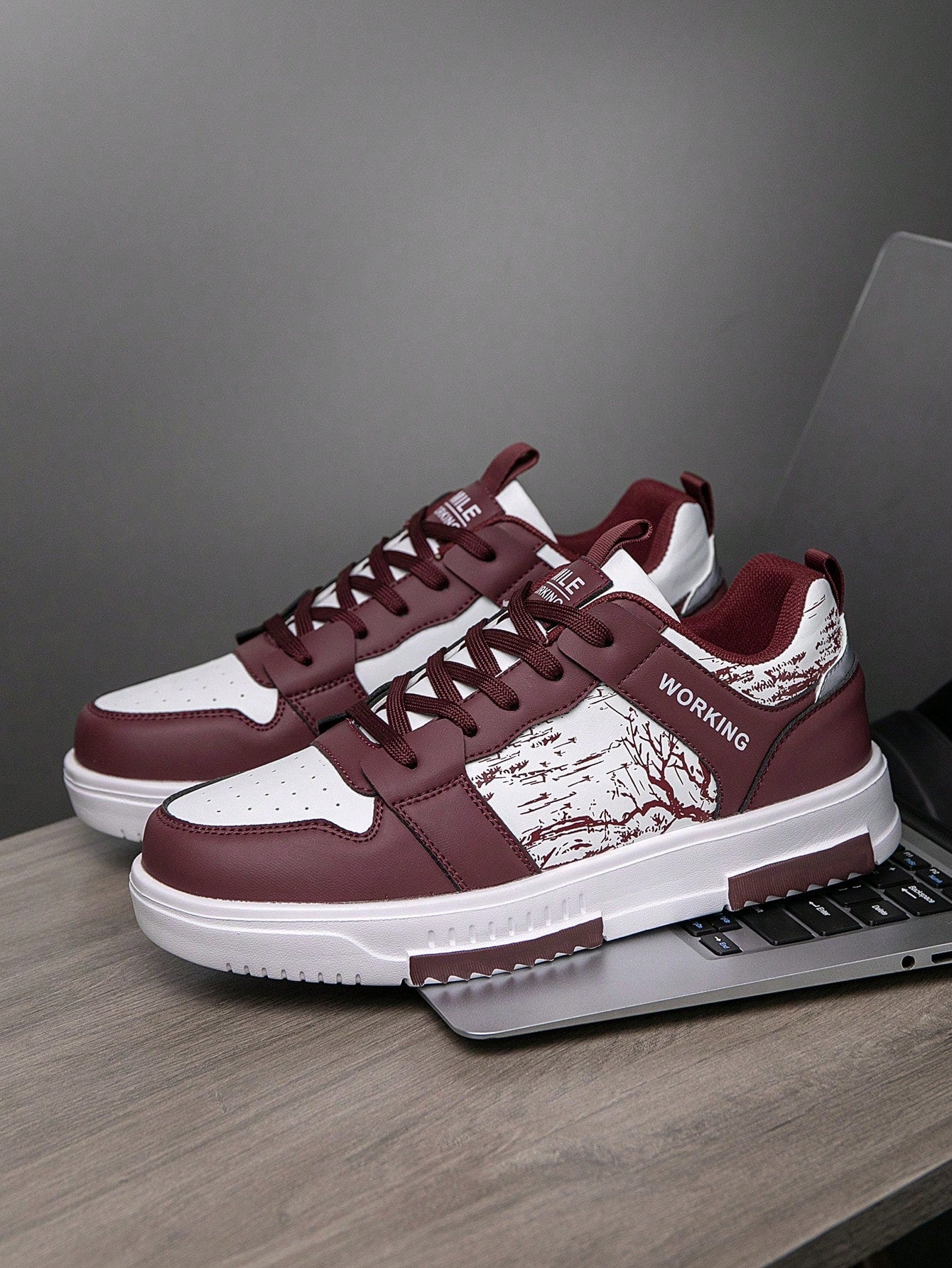 Casual Men's Random Print Low-Top Flat Sports Sneakers