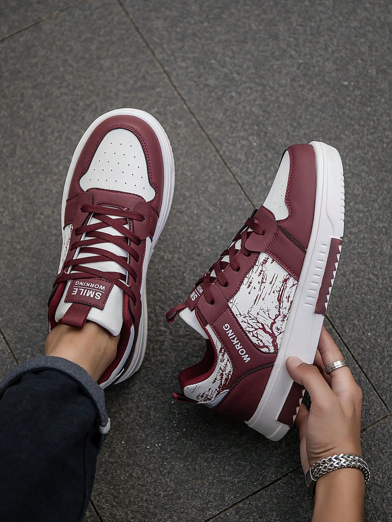Casual Men's Random Print Low-Top Flat Sports Sneakers