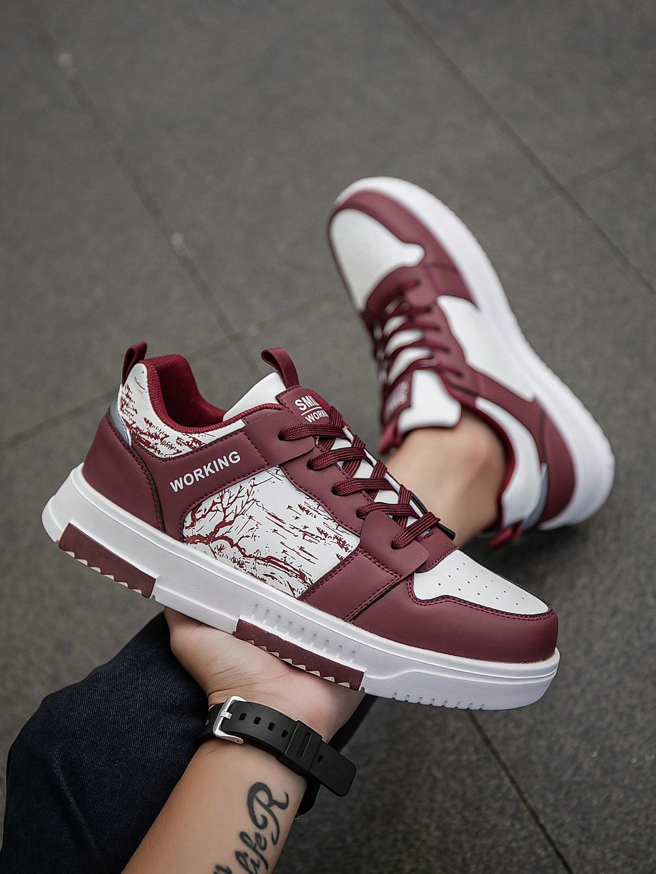 Casual Men's Random Print Low-Top Flat Sports Sneakers