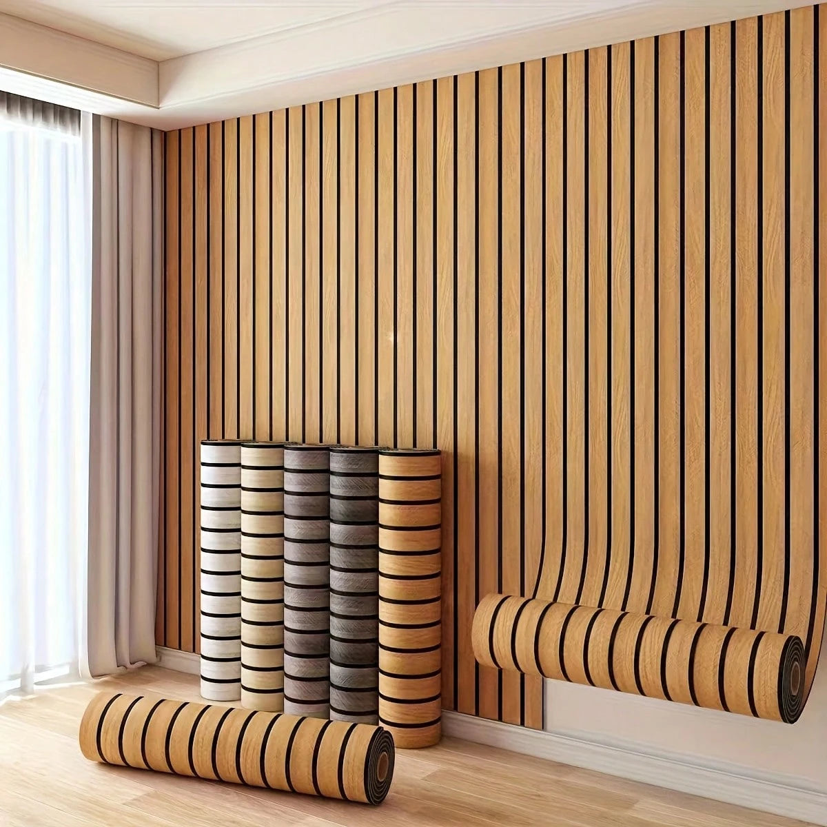 1 Roll 3D Wood Grain Wall Panel, Self-Adhesive Thickened Foam Wallpaper, Waterproof, Home Decor Wall Sticker, Peel And Stick, Easy To Clean And Cut, Suitable For Living Room, Bedroom, Dining Room And Ceiling Renovation