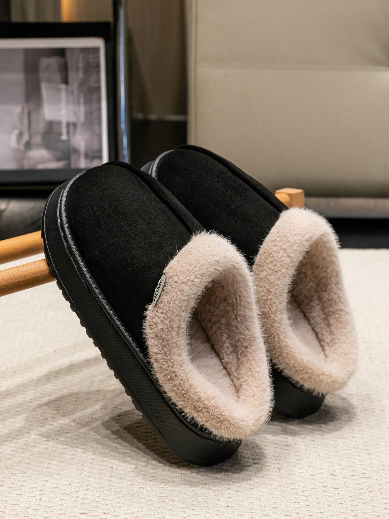Women's Autumn inter Plush Lined Thick Sole Slippers Comfortable Non-Slip Warm Indoo utdoor Soft Luxury Fuzzy Slides