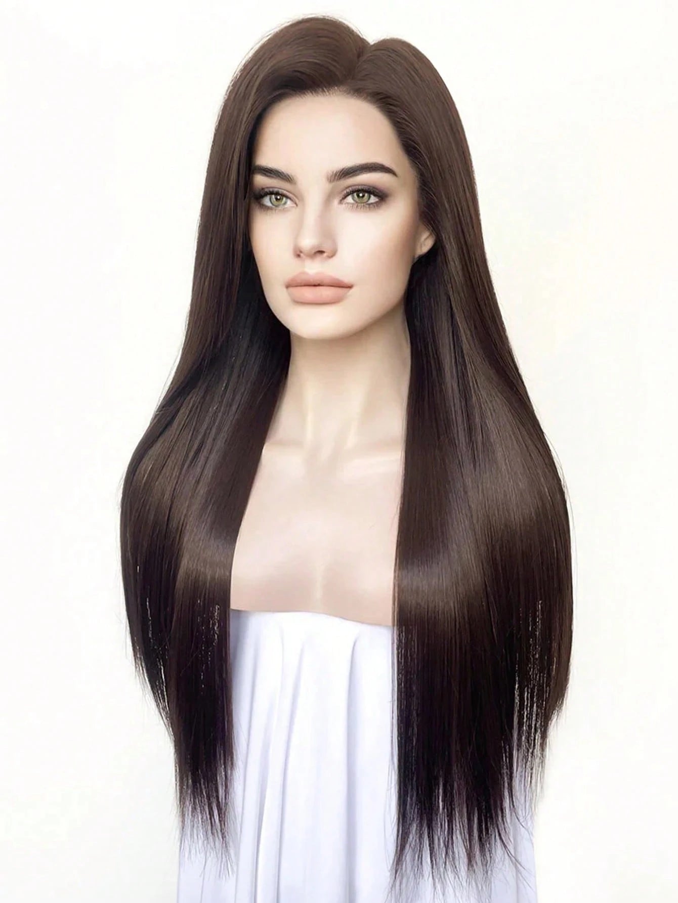 13"X4" 24" Straight Black Color Lace Front Wig For Women - Heat Resistant Synthetic Hair, Pre-Plucked Natural Hairline And Youthful Hair