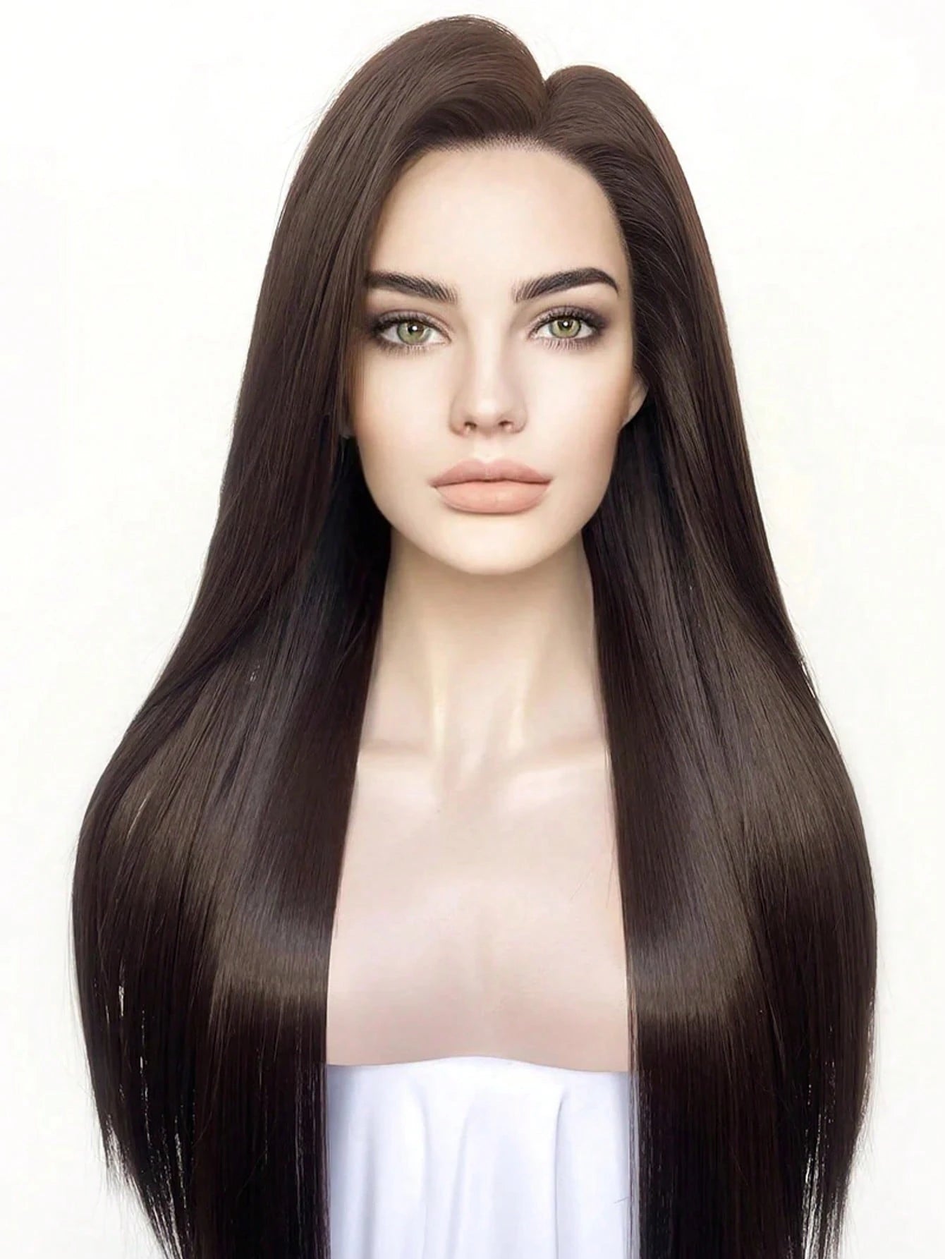 13"X4" 24" Straight Black Color Lace Front Wig For Women - Heat Resistant Synthetic Hair, Pre-Plucked Natural Hairline And Youthful Hair