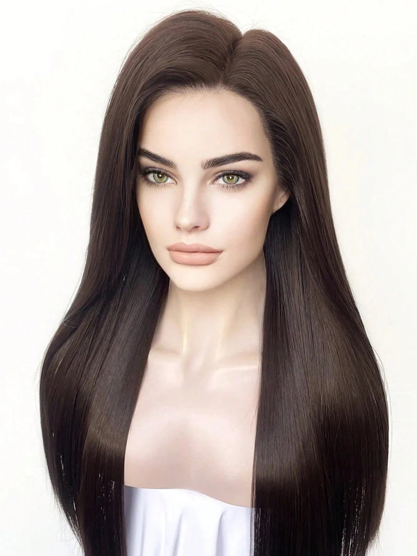 13"X4" 24" Straight Black Color Lace Front Wig For Women - Heat Resistant Synthetic Hair, Pre-Plucked Natural Hairline And Youthful Hair