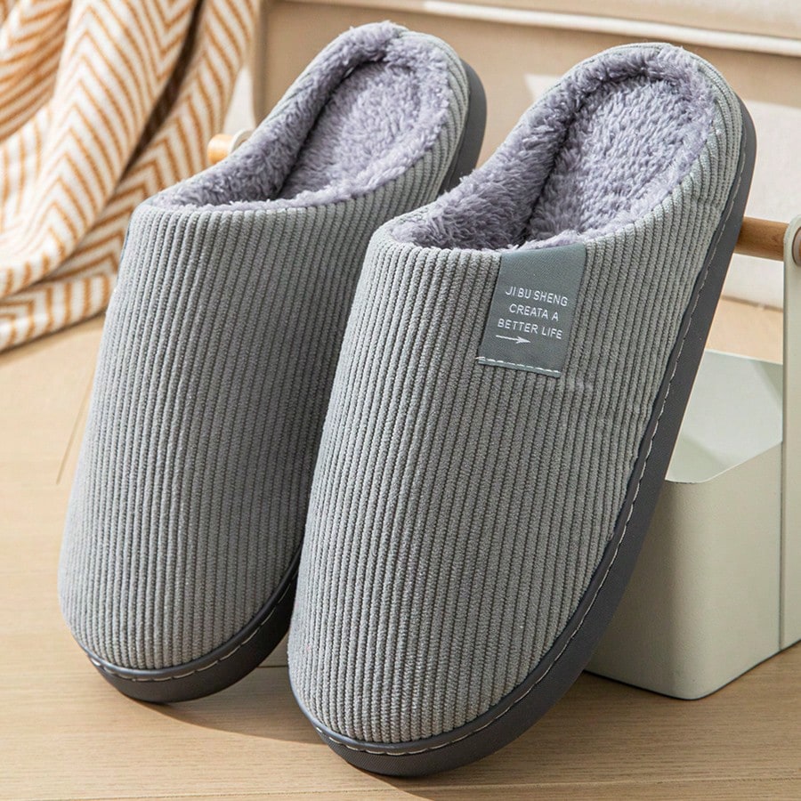 Men's Letter Decor Bedroom Slippers