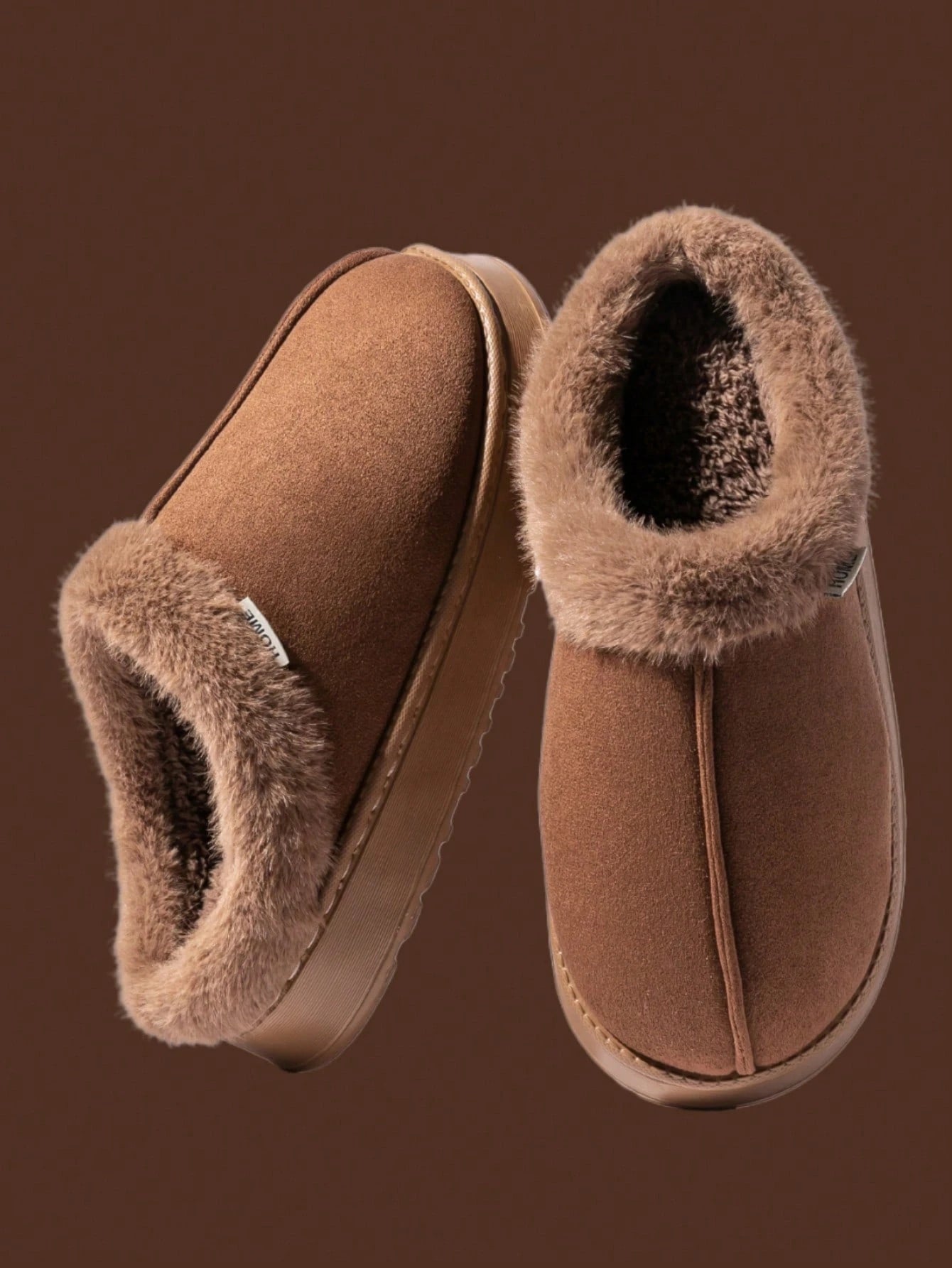 Fashionable & Cozy Men's Coffee Fuzzy Slippers