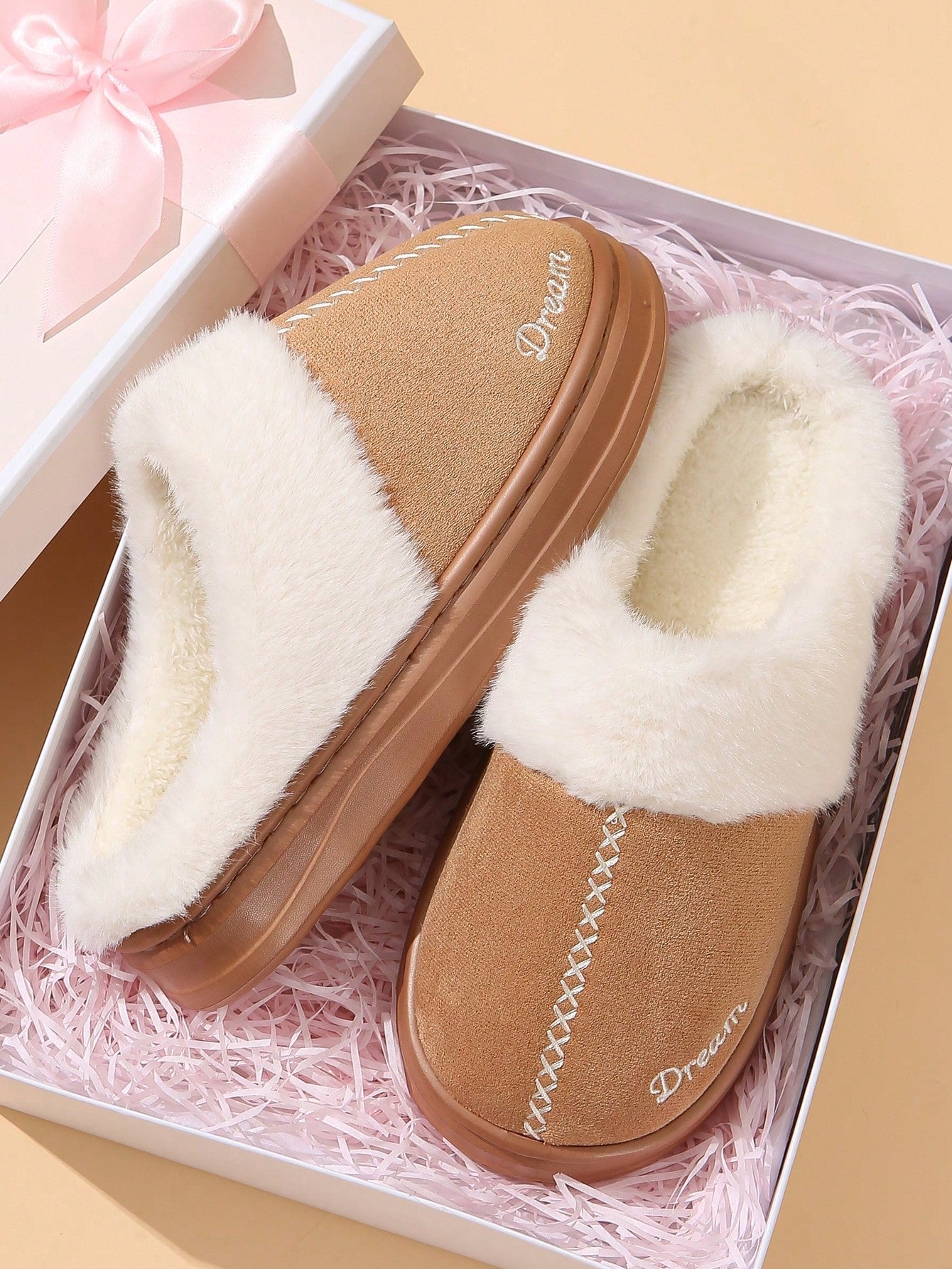 Plush Closed Toe Slippers, Warm Women's Slippers For Autumn Winter