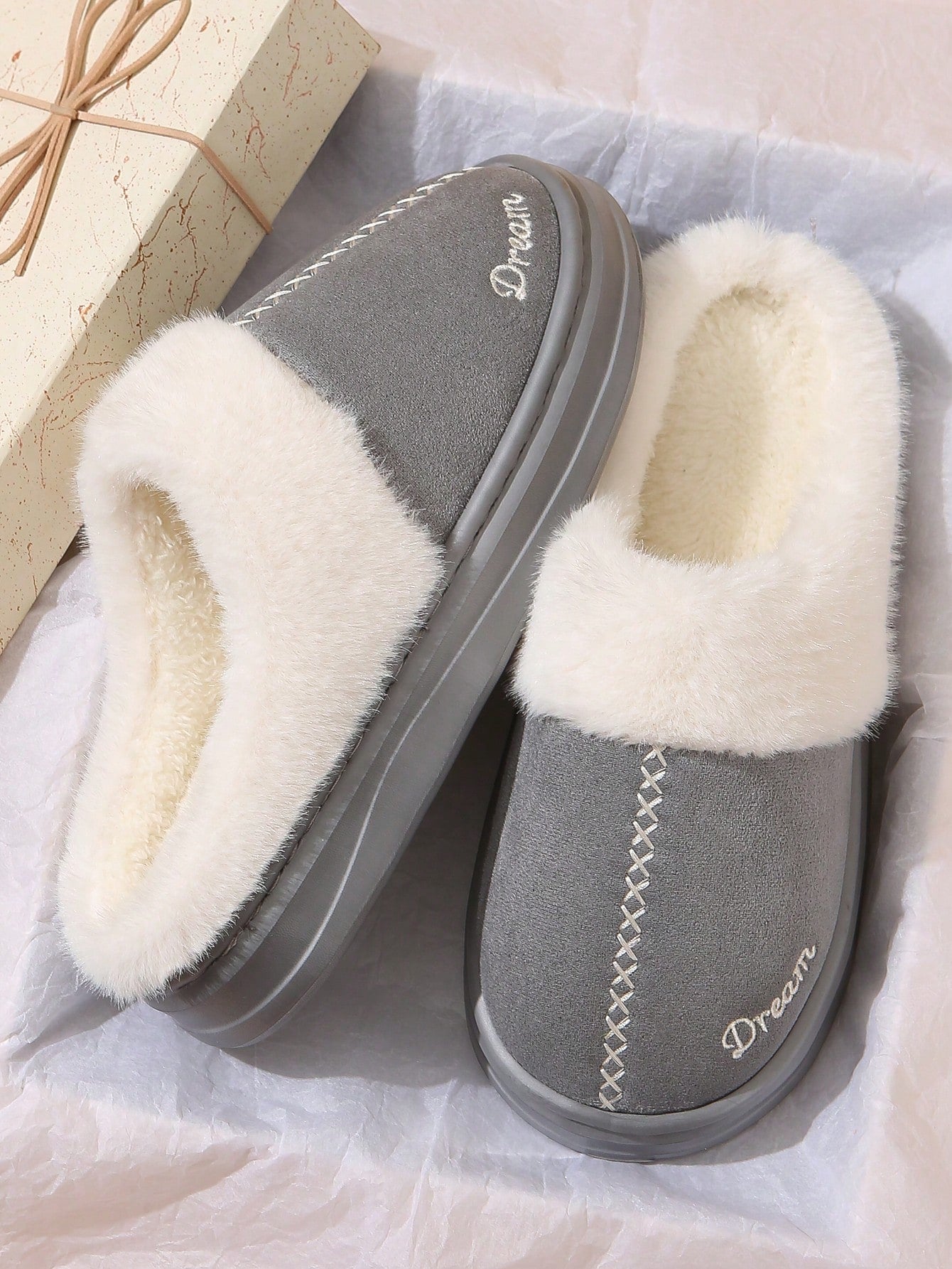 Plush Closed Toe Slippers, Warm Women's Slippers For Autumn Winter