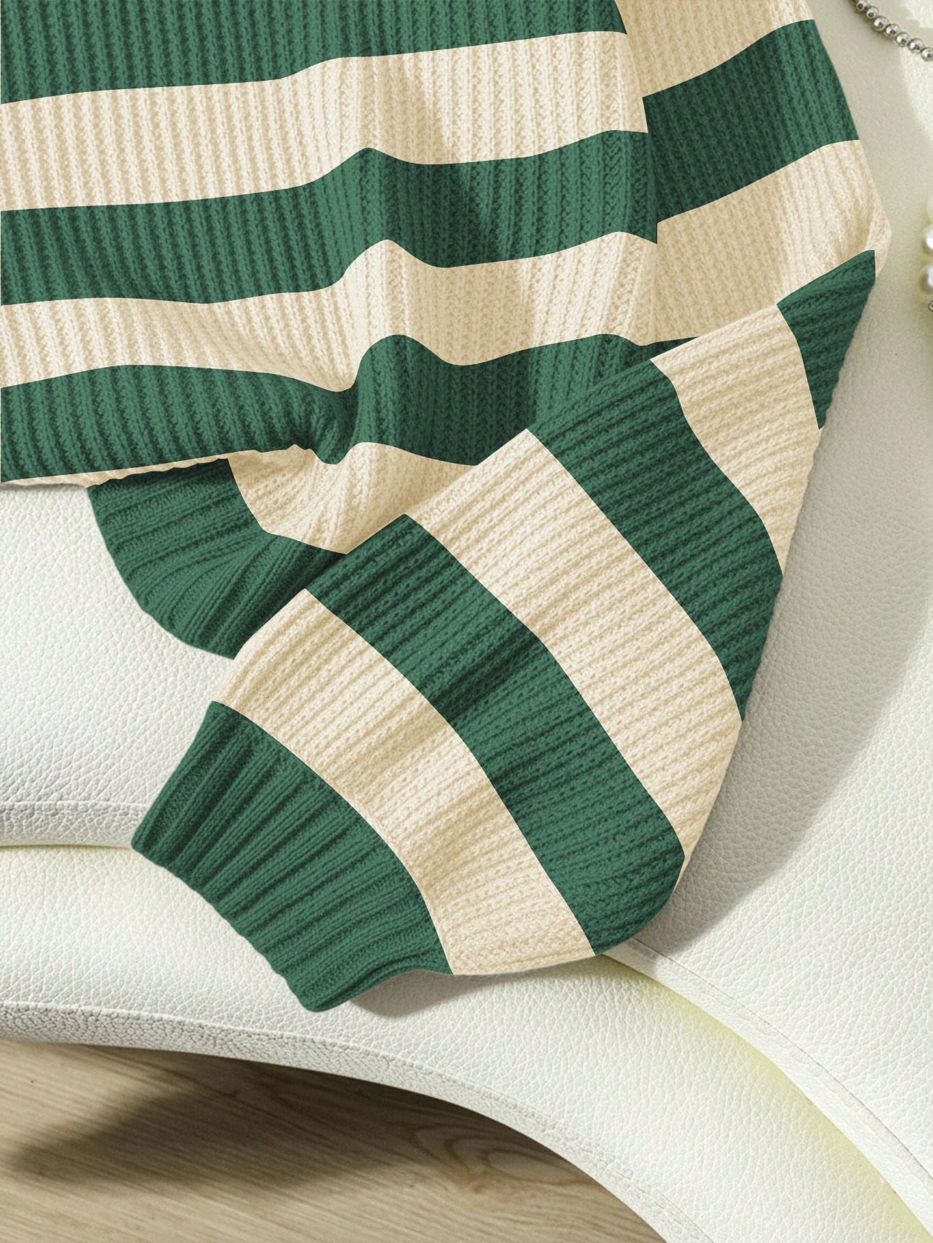 SoleilVie Striped Pattern Drop Shoulder Sweater,Long Sleeve Tops Knit Pullover Fall Winter Sweater