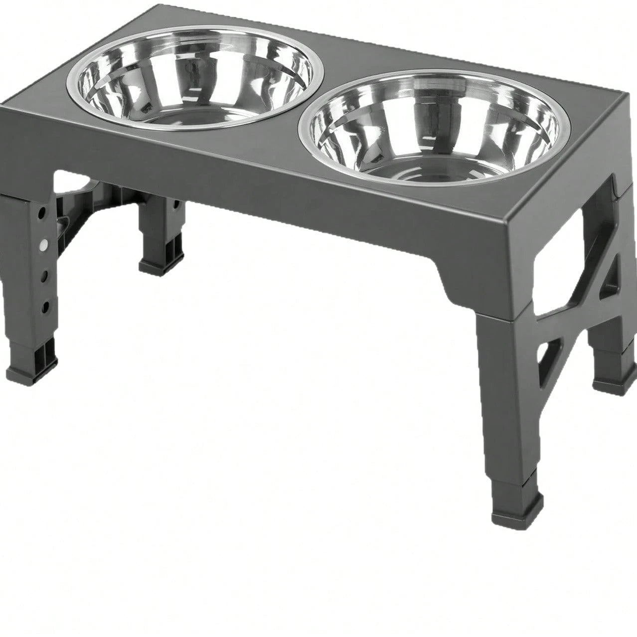 1pc Elevated Dog Feeder, Foldable Design With 4 Adjustable Heights, Includes 2 Stainless Steel Bowls, Non-Slip