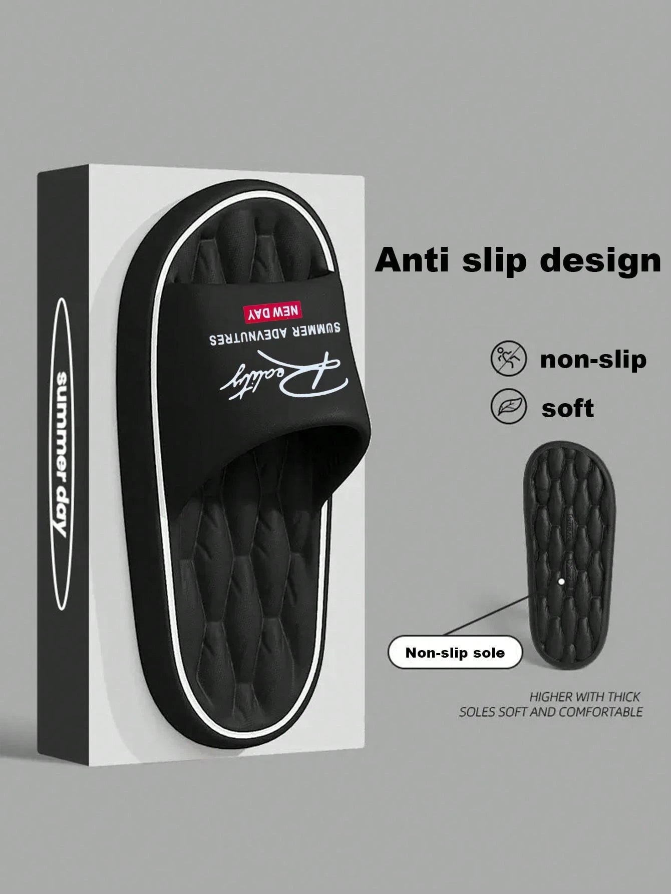 New Fashion Open Toe Slippers For Men, EVA Material Soft Bottom