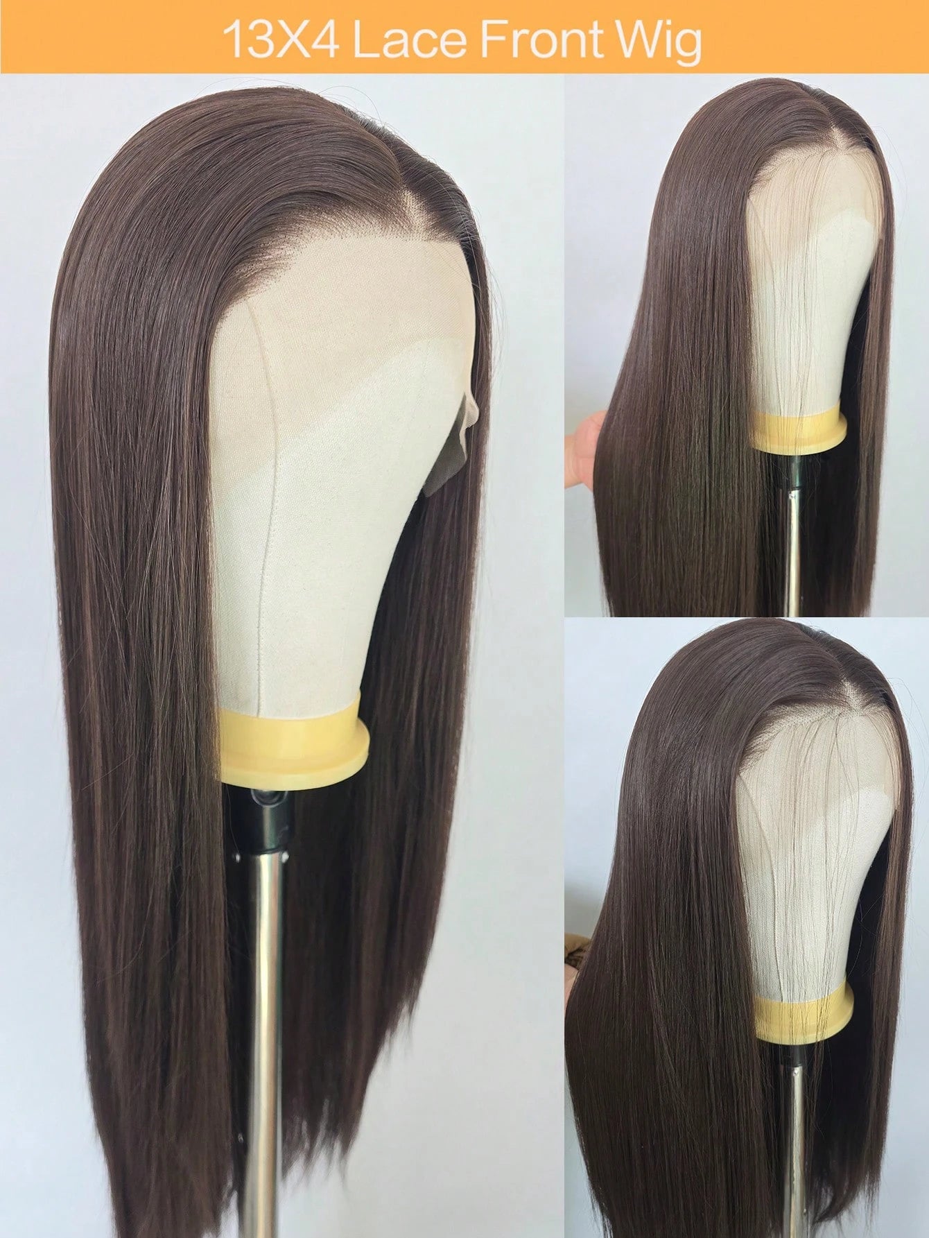 13"X4" 24" Straight Black Color Lace Front Wig For Women - Heat Resistant Synthetic Hair, Pre-Plucked Natural Hairline And Youthful Hair
