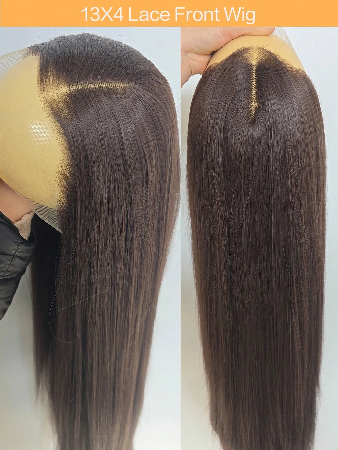 13"X4" 24" Straight Black Color Lace Front Wig For Women - Heat Resistant Synthetic Hair, Pre-Plucked Natural Hairline And Youthful Hair
