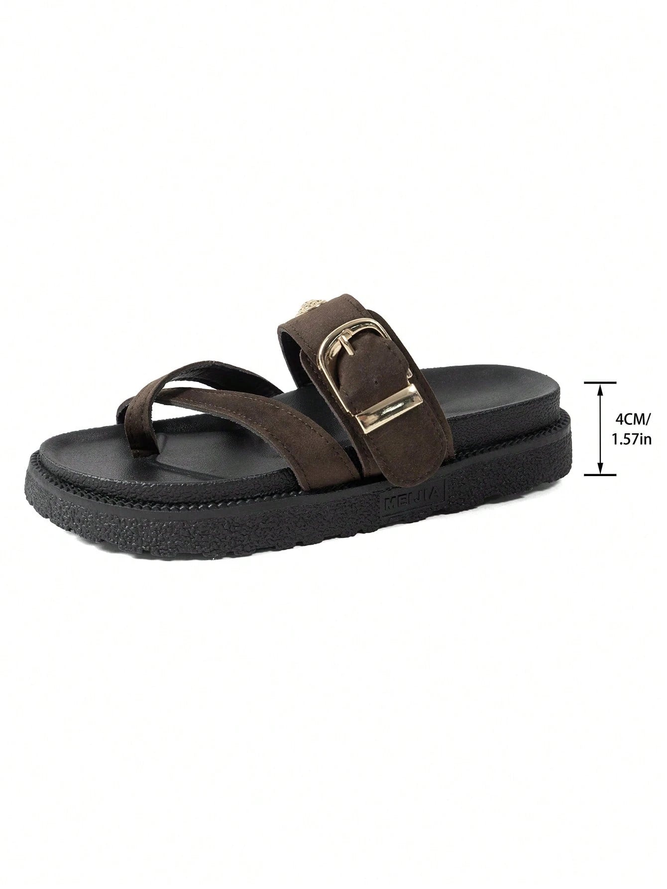 New Fashion Metal Buckle Decor Slip-On Wedge Heel Sandals