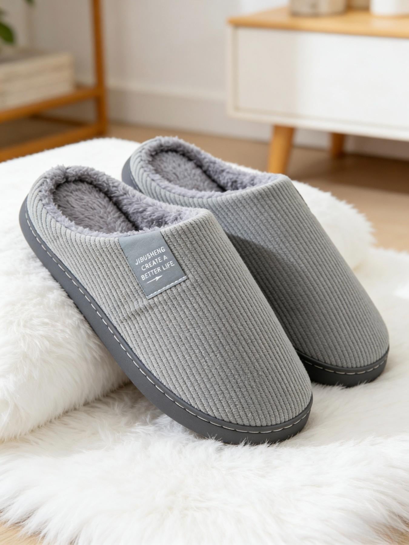Men's Letter Decor Bedroom Slippers