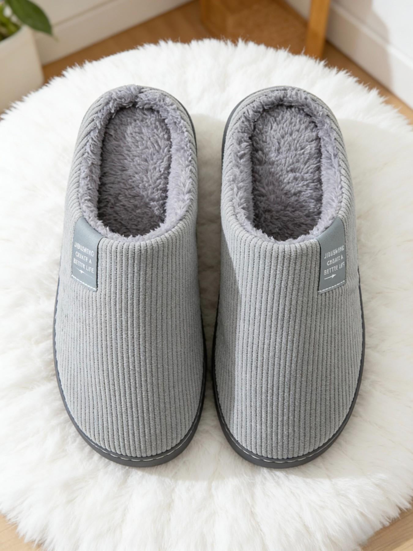 Men's Letter Decor Bedroom Slippers