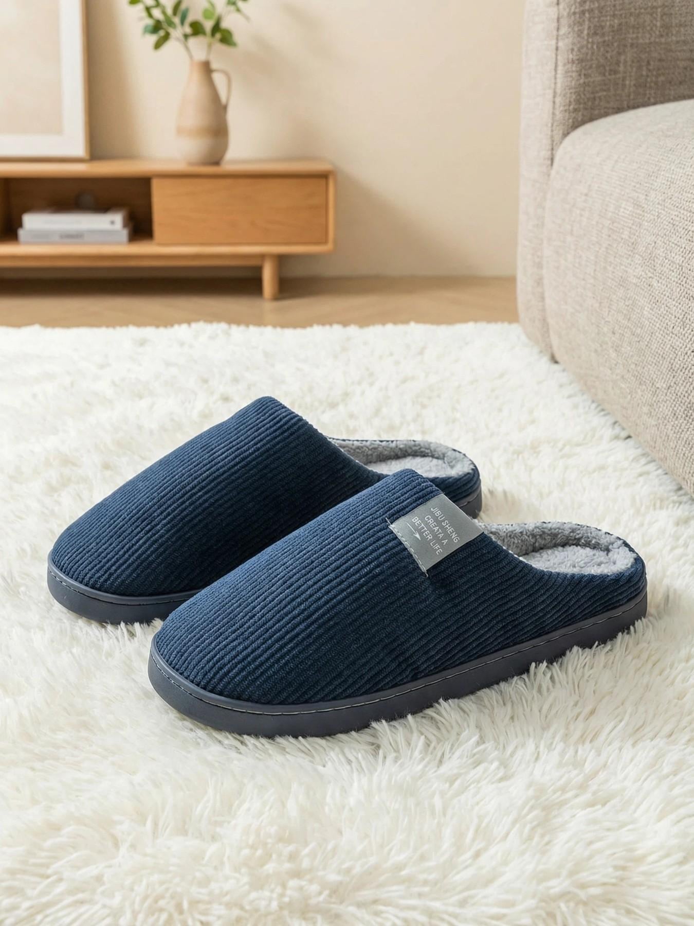 Men's Letter Decor Bedroom Slippers