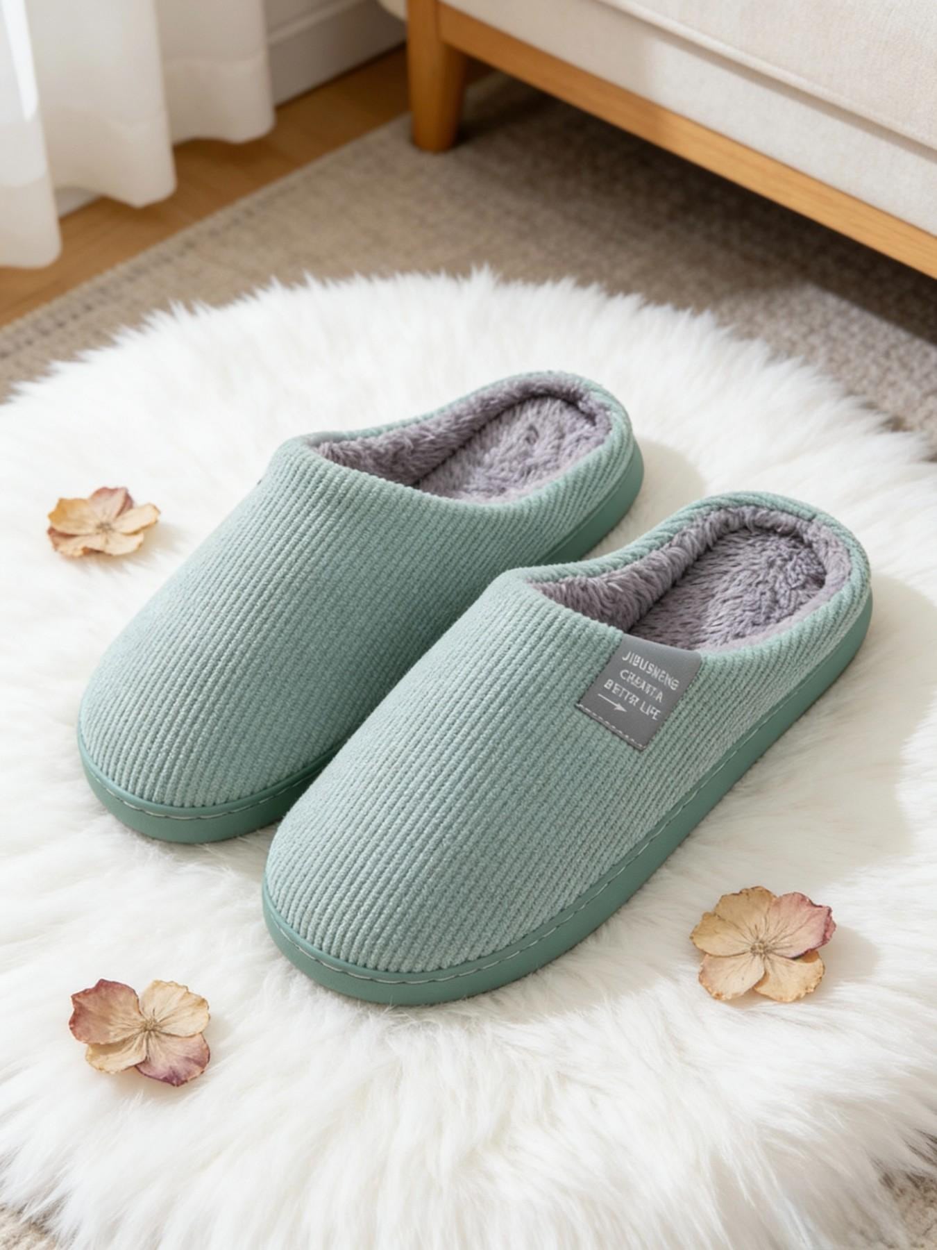 Men's Letter Decor Bedroom Slippers