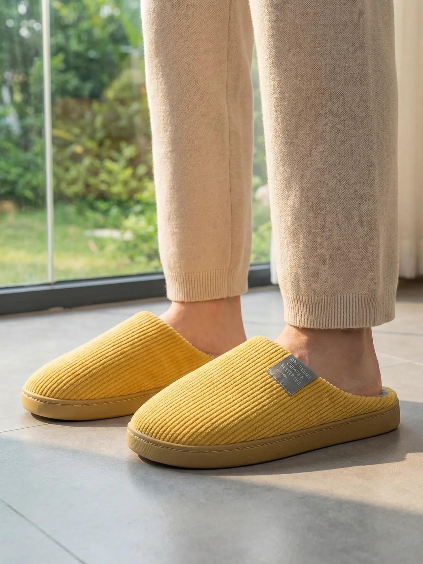 Men's Letter Decor Bedroom Slippers