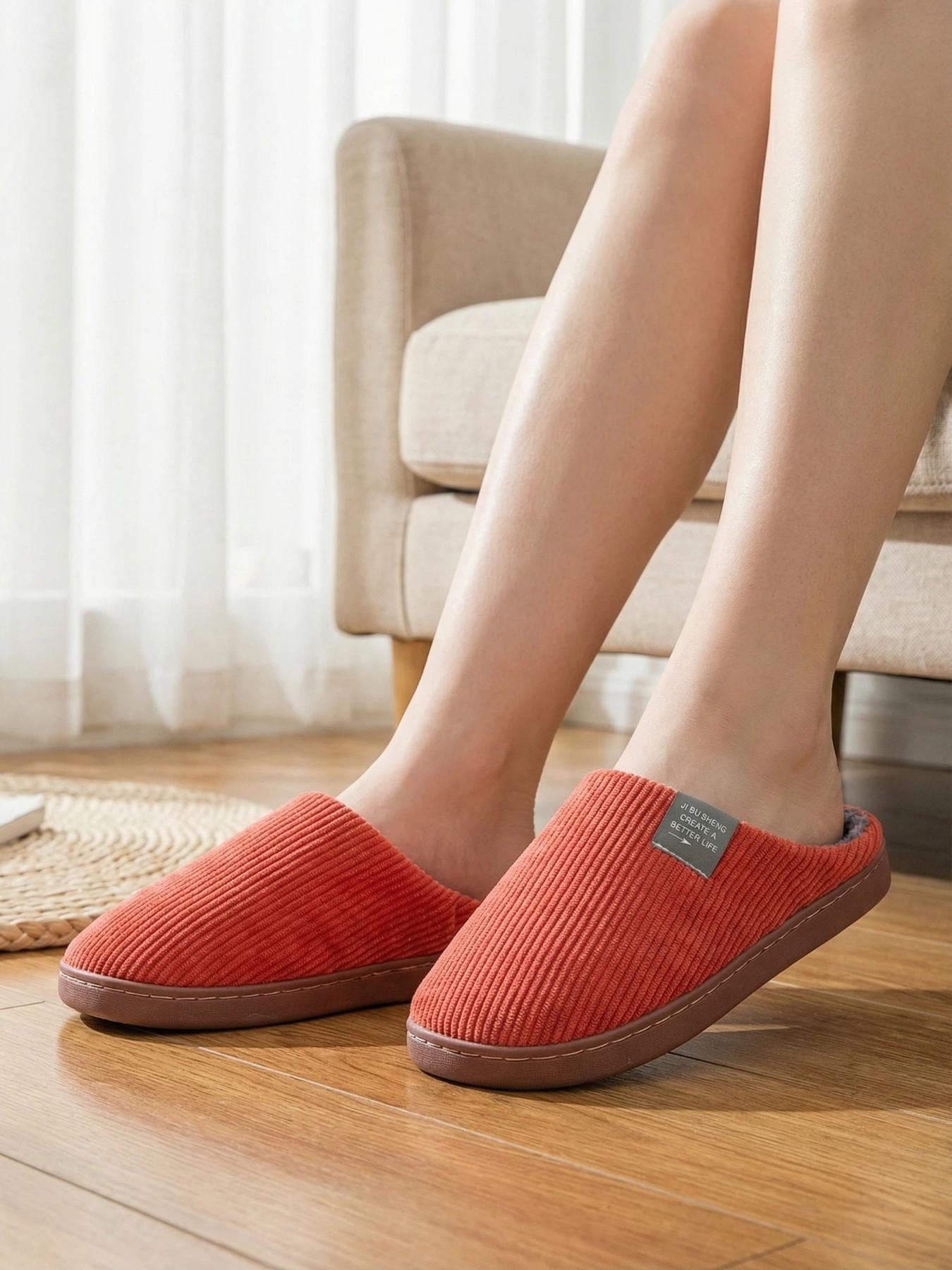 Men's Letter Decor Bedroom Slippers