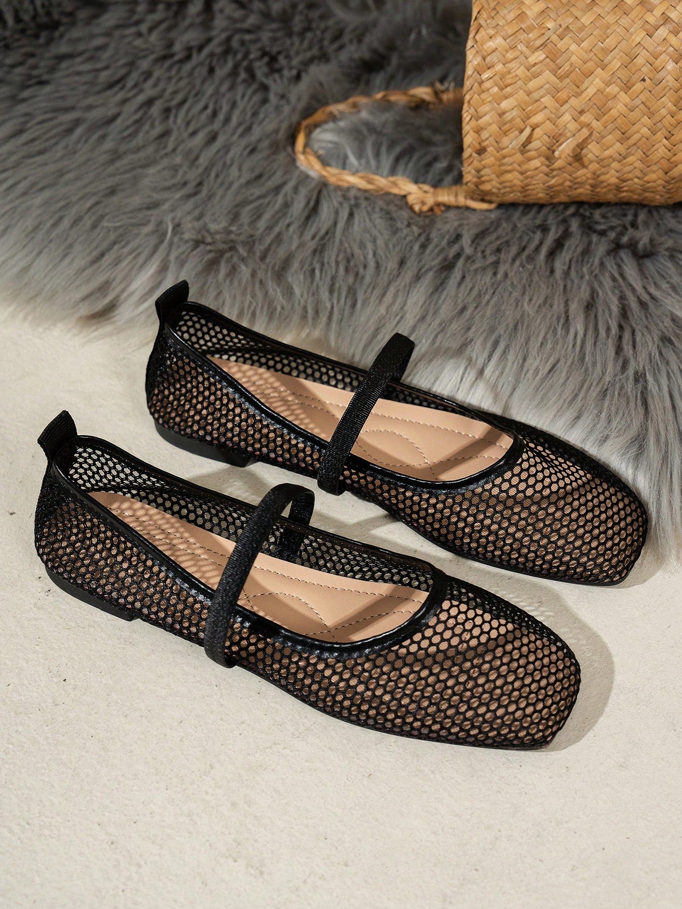 Summer Lace Mesh Hollow Flat Shoes, Women Breathable Elastic Band Ballet Shoes