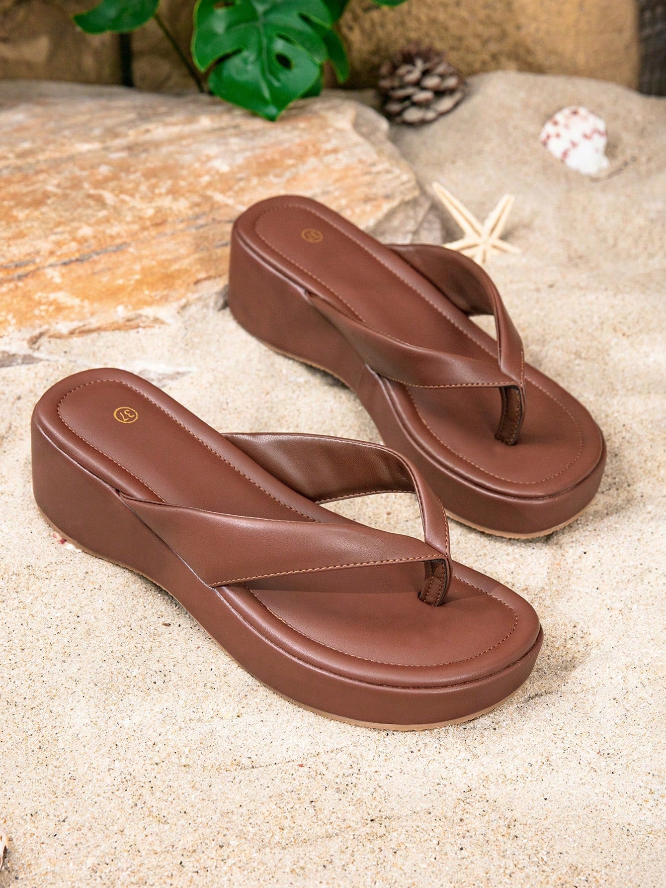 Women's Platform Wedge Heel Thong Slippers