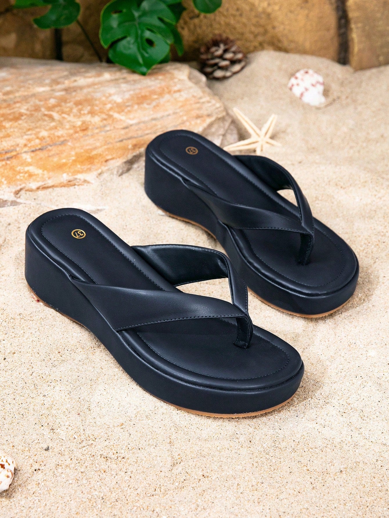 Women's Platform Wedge Heel Thong Slippers