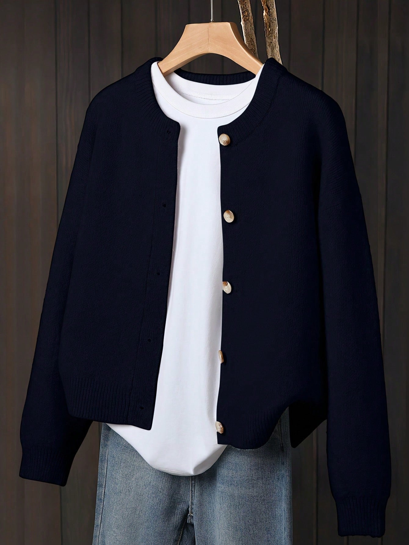 Women's Beige Cardigan, Soft Long Sleeve Sweater Jacket