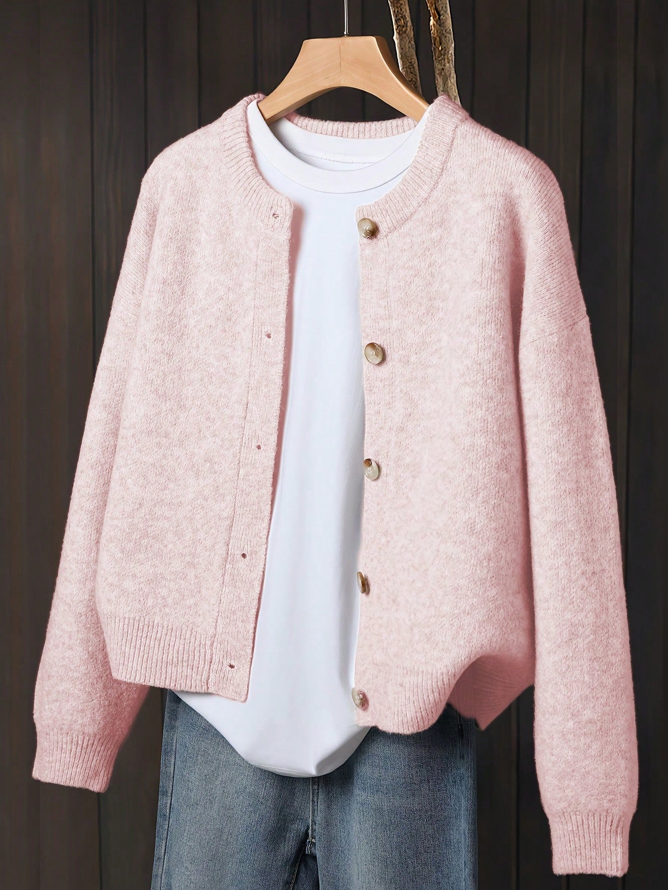 Women's Beige Cardigan, Soft Long Sleeve Sweater Jacket