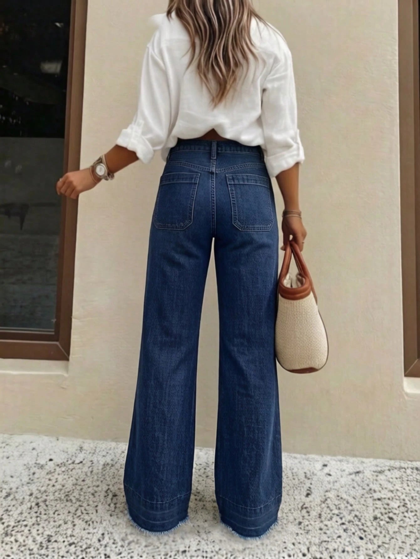 New Women's High-Quality Fashion Casual Loose Fit Denim Wide Leg Pants