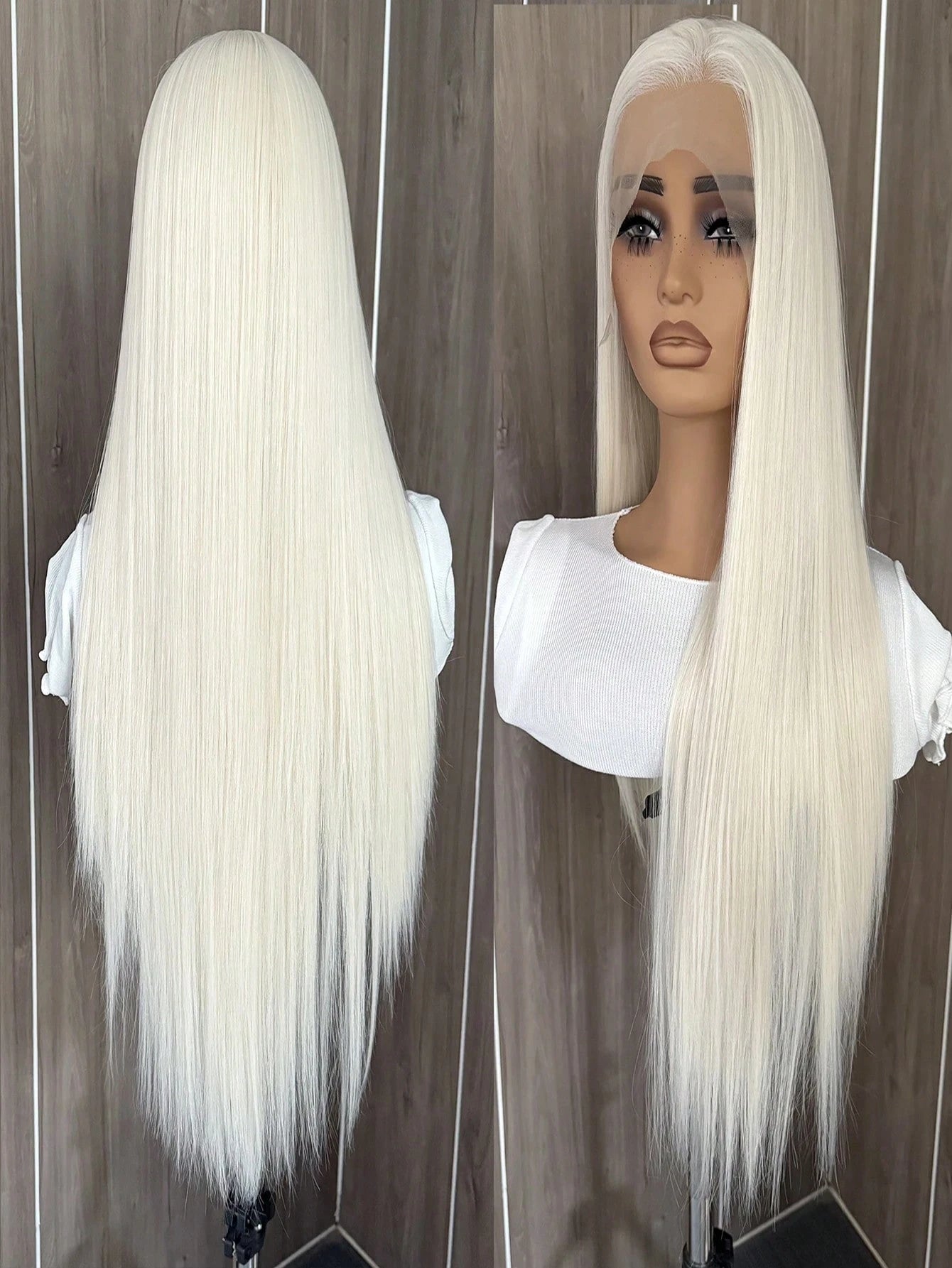 13"X4" 24" Straight Black Color Lace Front Wig For Women - Heat Resistant Synthetic Hair, Pre-Plucked Natural Hairline And Youthful Hair