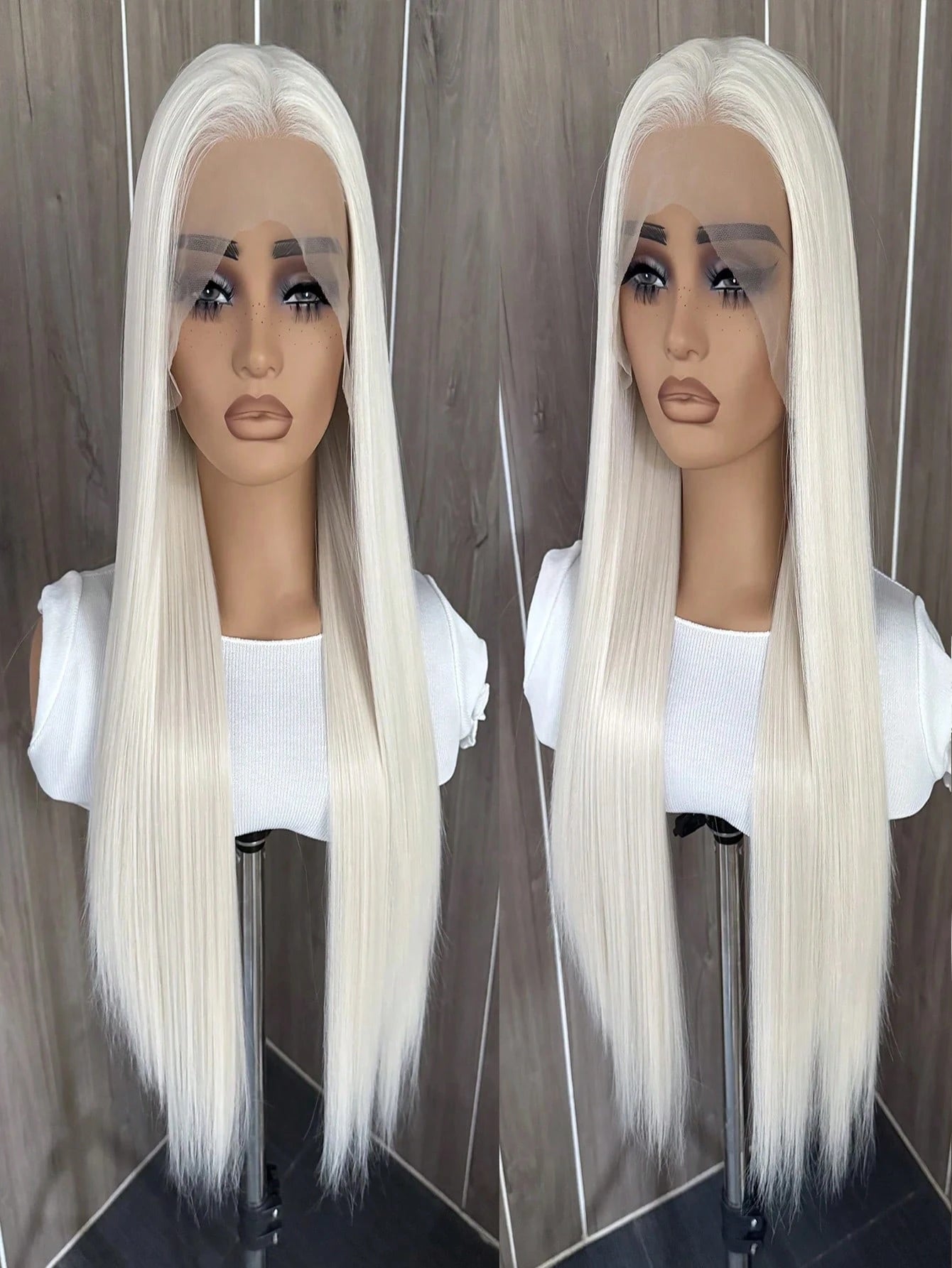 13"X4" 24" Straight Black Color Lace Front Wig For Women - Heat Resistant Synthetic Hair, Pre-Plucked Natural Hairline And Youthful Hair