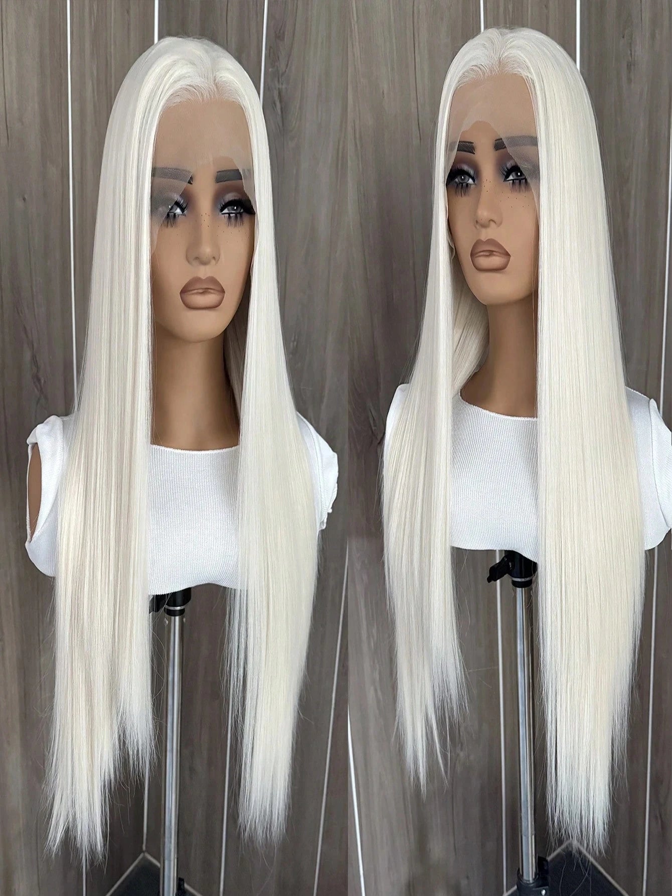 13"X4" 24" Straight Black Color Lace Front Wig For Women - Heat Resistant Synthetic Hair, Pre-Plucked Natural Hairline And Youthful Hair