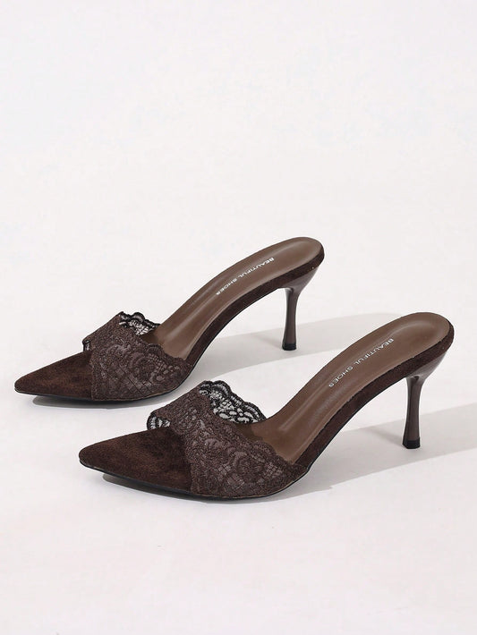Black Open Toe Mesh Summer New Fashion Stiletto High Heel Sandals