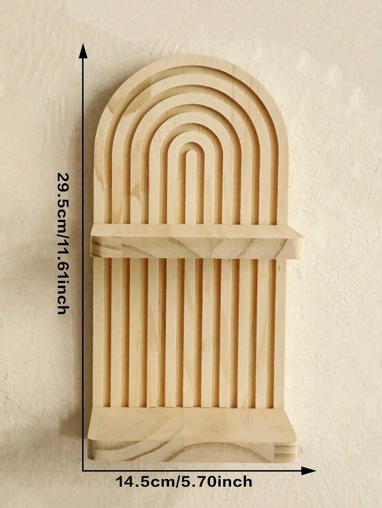 OBOVAY 1Pc Bohemian Style Wave Patterned Wooden Wall Frame,Rainbow Arch & Farmhouse Wall Racks