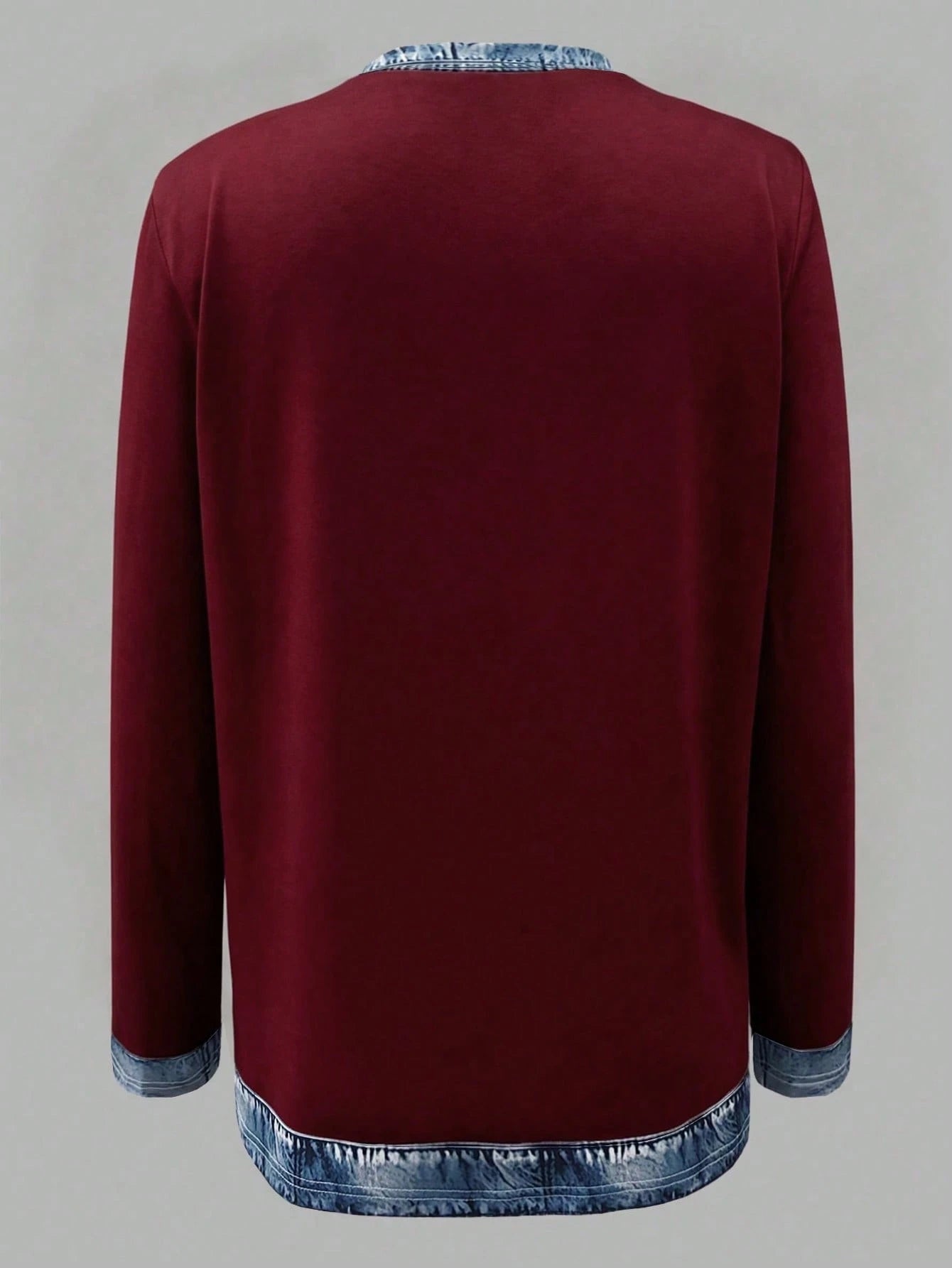 EMERY ROSE Women's Round Neck Color Block Casual Everyday Wear Long Sleeve T-Shirt