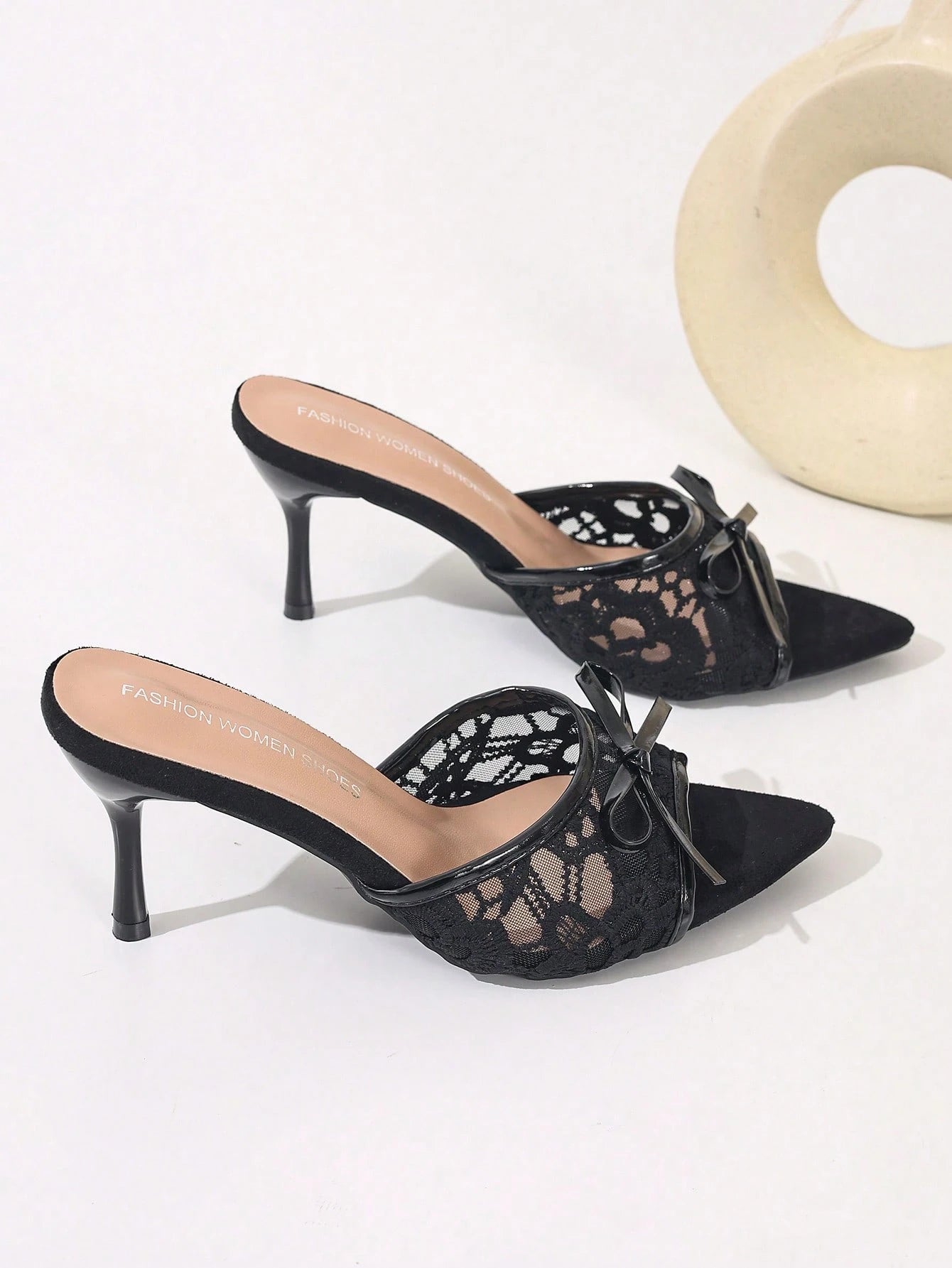 Black Open Toe Mesh Summer New Fashion Stiletto High Heel Sandals