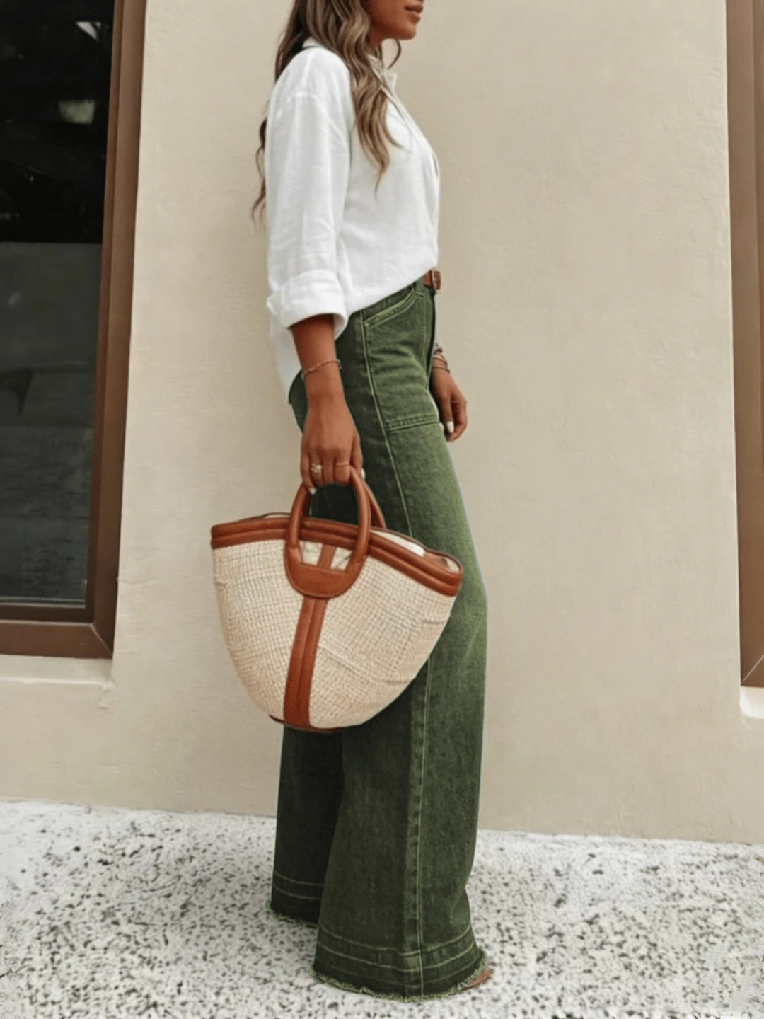 New Women's High-Quality Fashion Casual Loose Fit Denim Wide Leg Pants