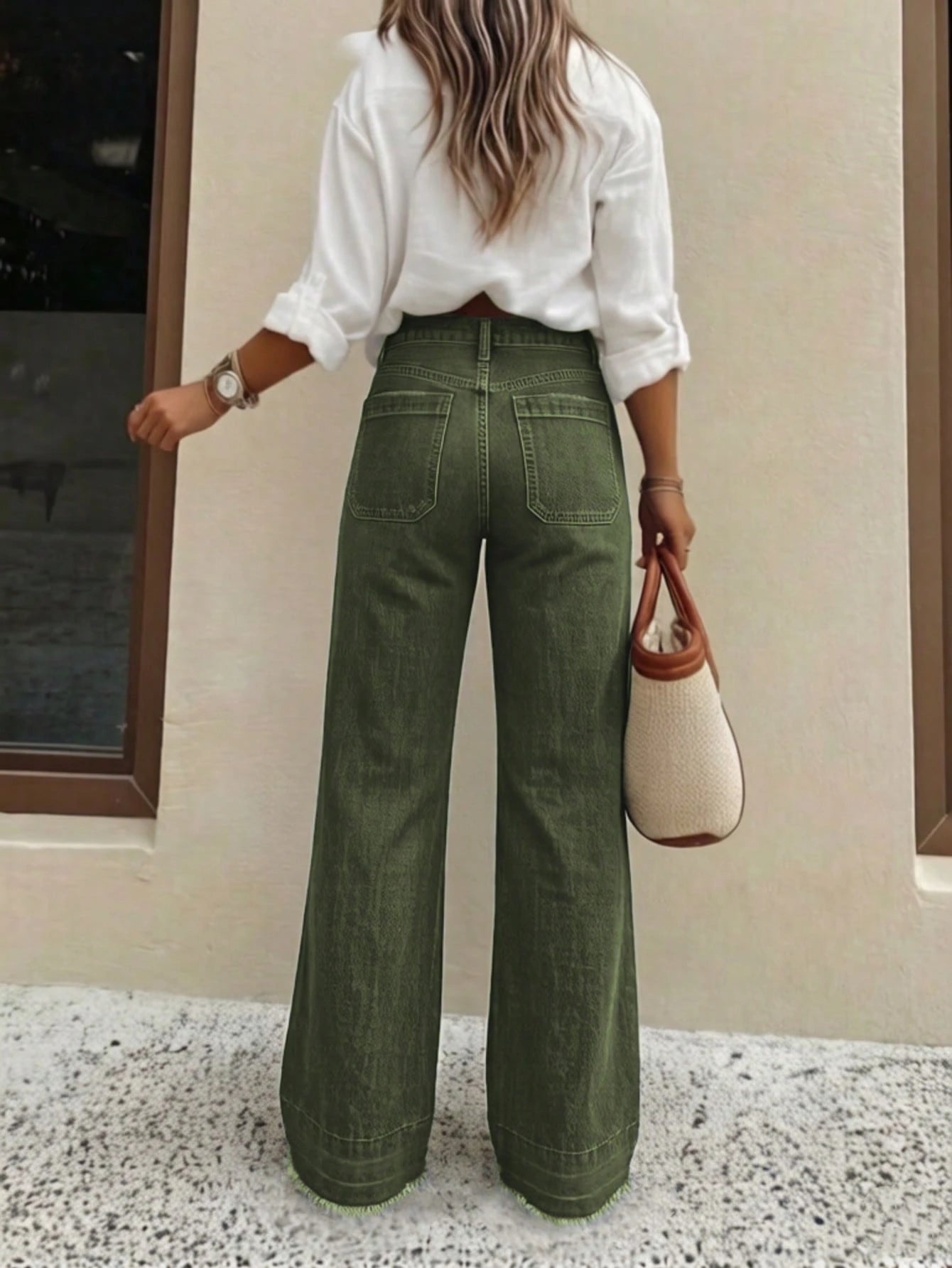 New Women's High-Quality Fashion Casual Loose Fit Denim Wide Leg Pants