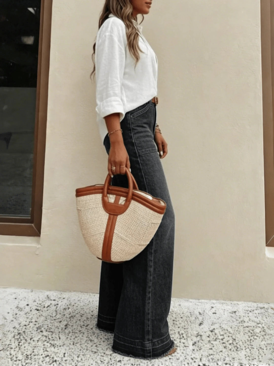 New Women's High-Quality Fashion Casual Loose Fit Denim Wide Leg Pants