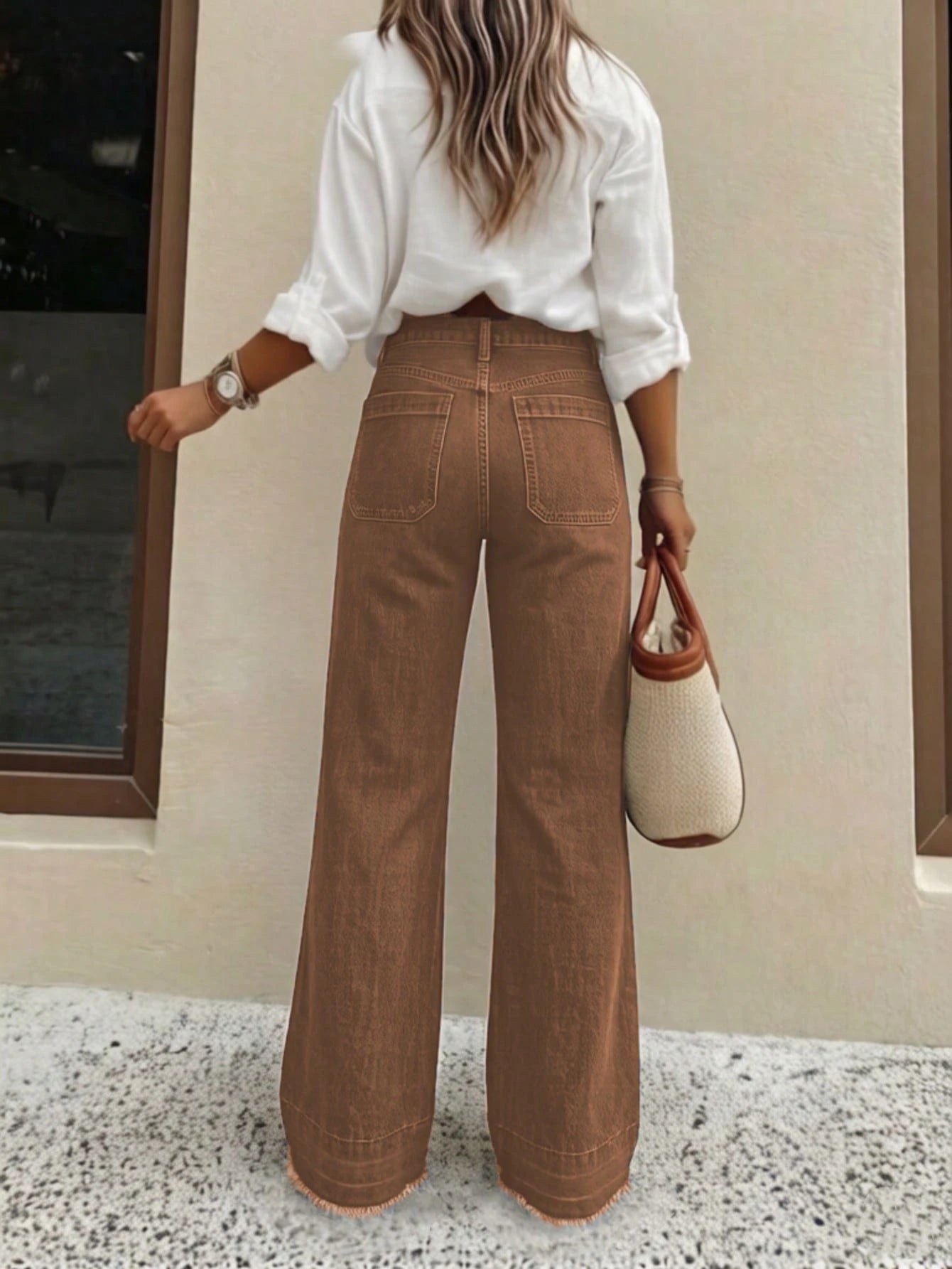 New Women's High-Quality Fashion Casual Loose Fit Denim Wide Leg Pants
