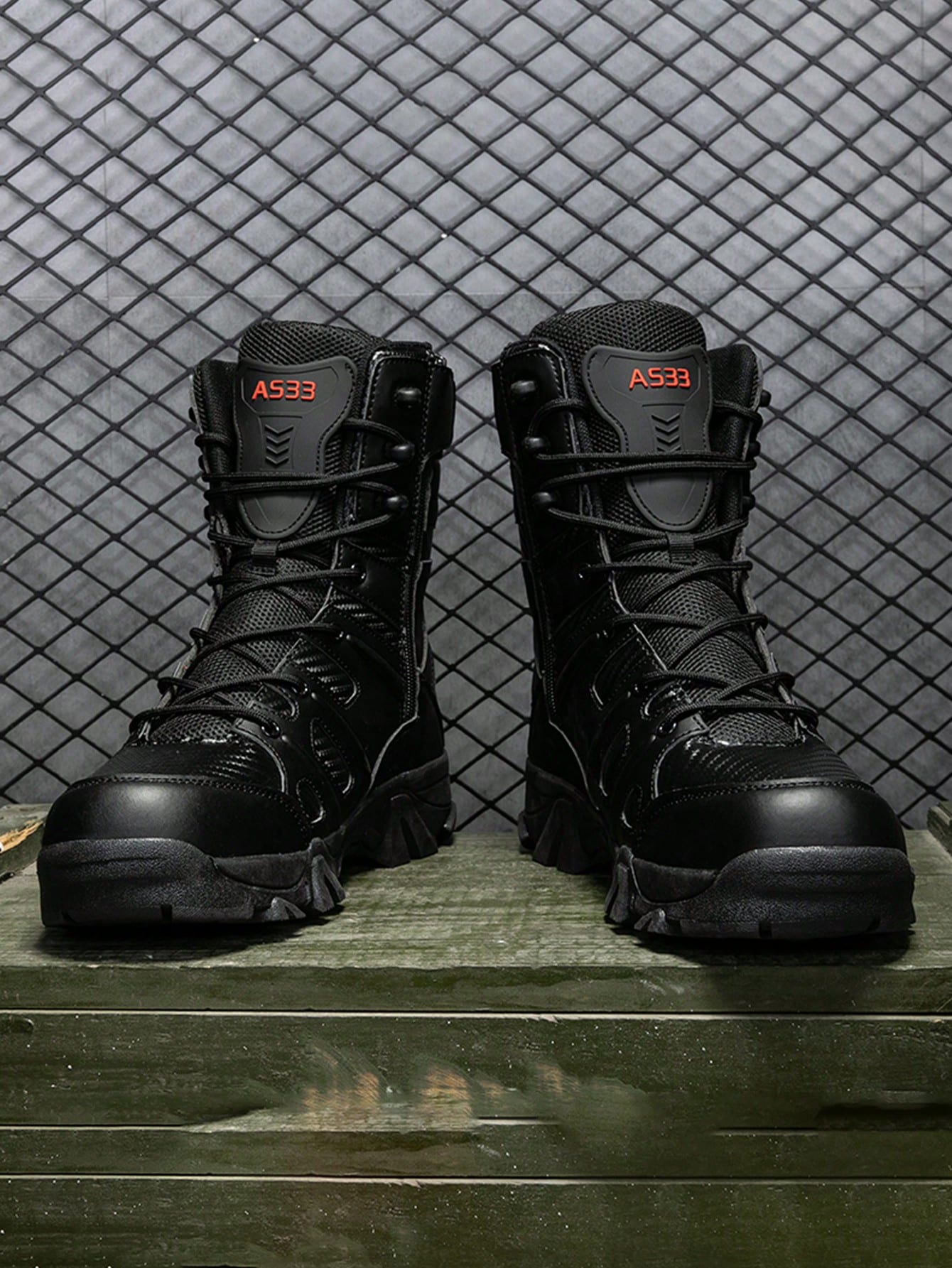Men's Tactical Boots Military Combat High-Top Outdoor Hiking Work Boots with Zipper