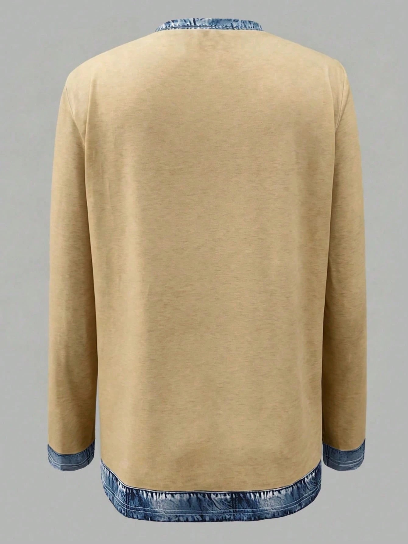 EMERY ROSE Women's Round Neck Color Block Casual Everyday Wear Long Sleeve T-Shirt
